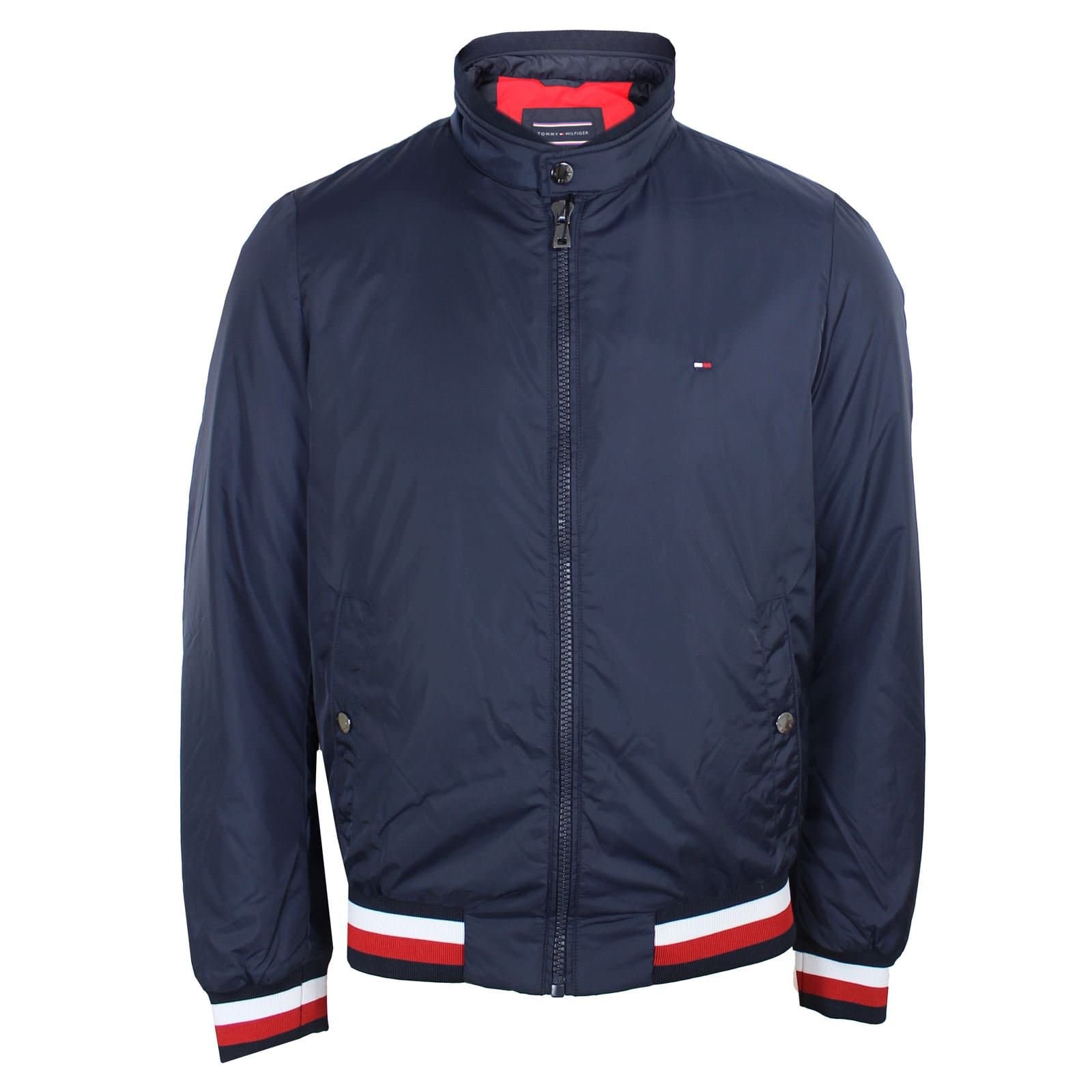 Tommy Hilfiger Men's Erol Logo Bomber Jacket, Blue, Medium