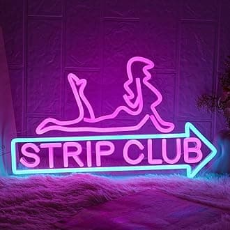 STRIP CLUB Neon Sign Women Neon Light Sign for Wall Decor Dimmable Dance Club Neon Light Sign Letter LED Sign for Bedroom Living Room Club Dancing Party Ball Christmas Gift