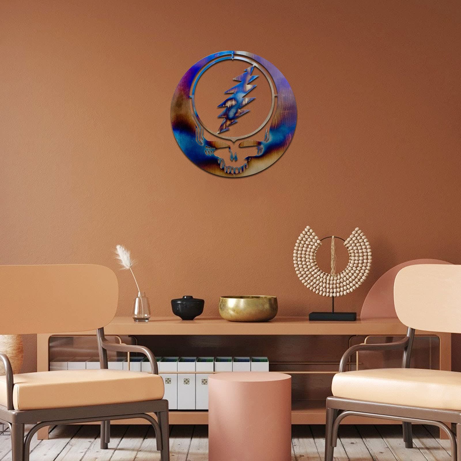 SHIMELE Metal Wall Art Decor,Steal Your Face Art,Grateful Dead Metal Stealie, Grateful Dead Sign,Wall Art Dead Head,Retro Vintage Wall Art Sign Wall Plaque for Farm Home Office Bedroom Outdoor (A)