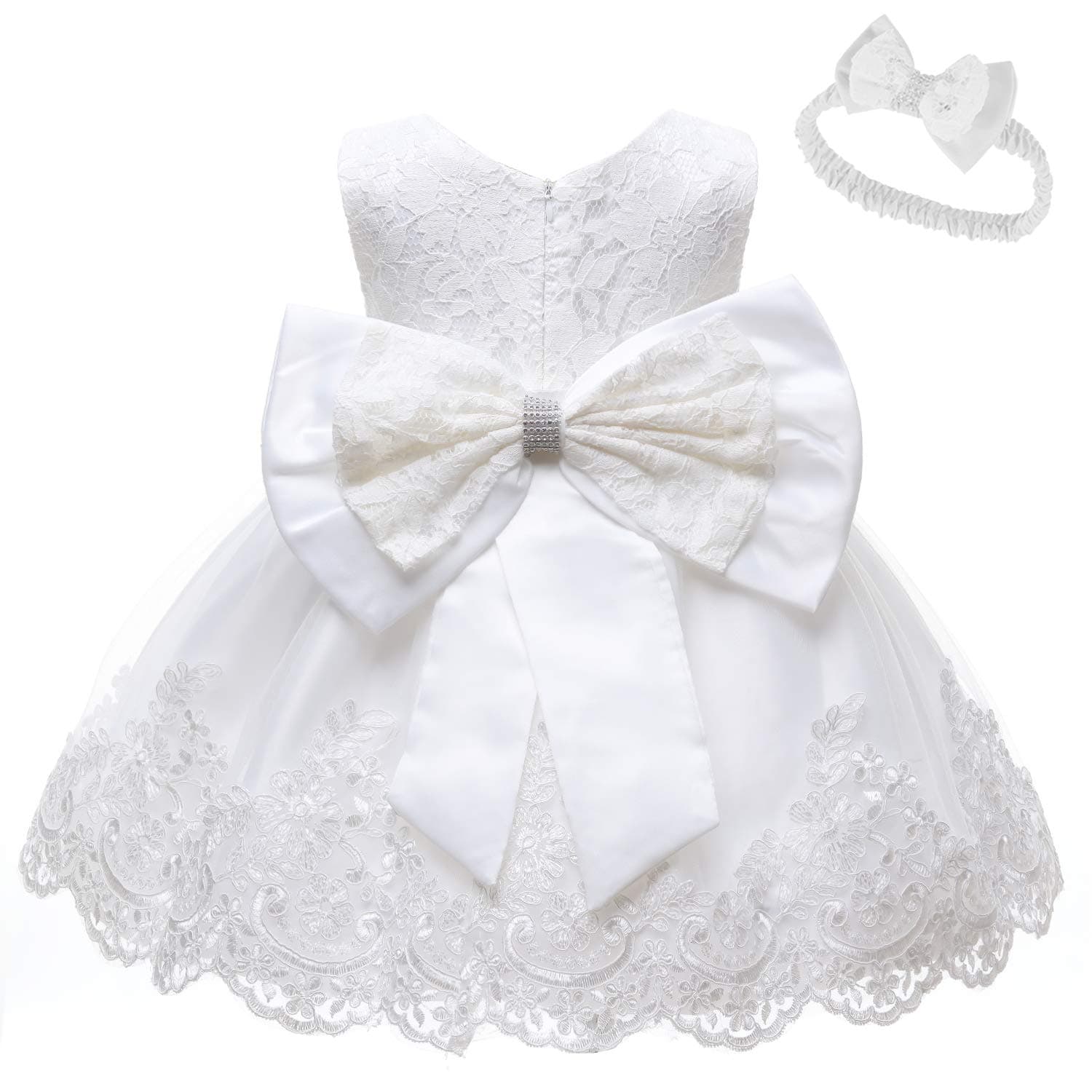 Baby Girls Flower Wedding Dress Toddler Birthday Party Pageant Baptism Christening Tutu Gown Bowknot Dress