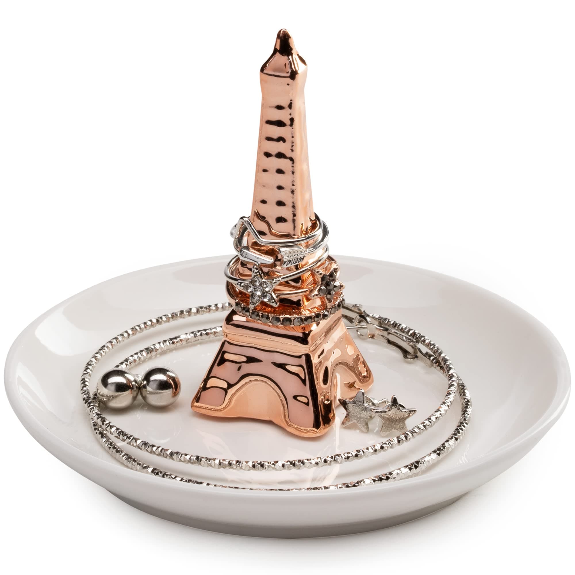 Rose Gold Eiffel Tower Engagement Ring Holder Dish, Wedding Ring Holder Plate, Bride Ring Holder Ceramic Ring Dish, Wedding Ring Dish