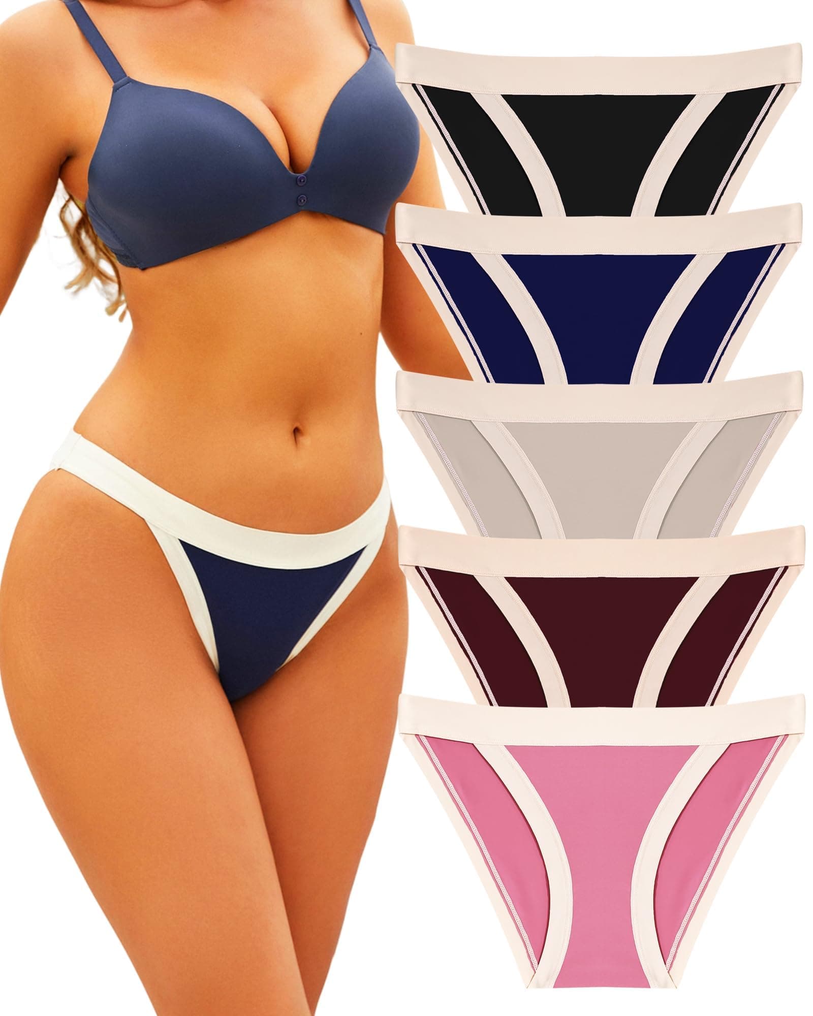 ALL OF ME String Bikini Underwear for Women High Cut Breathable Hipster Cheeky Sexy Panties Pack S-XL