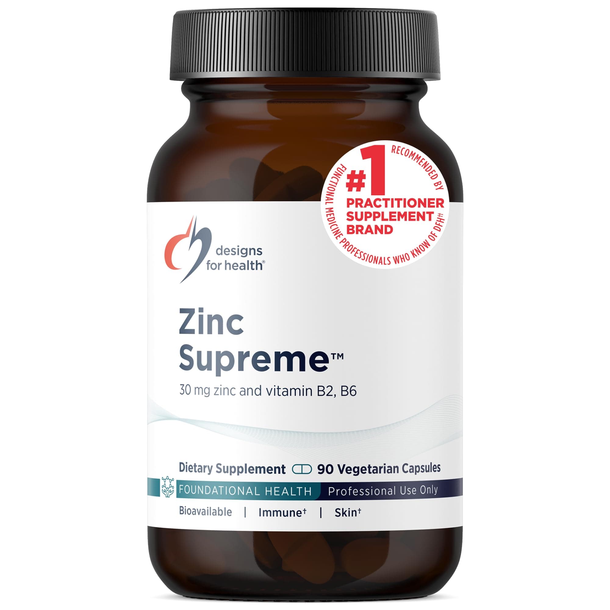 Designs for Health Zinc Supreme - 30mg Zinc Bisglycinate Chelate Supplement with Cofactors Taurine, Vitamin B6, B2 + Molybdenum - Immune Support Supplement - Vegan + Non-GMO (90 Capsules)