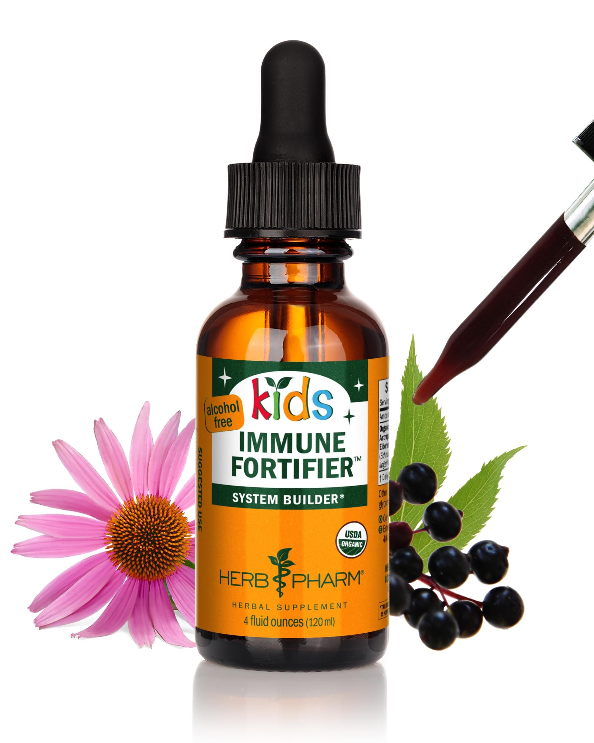 Kids Certified-Organic Alcohol-Free Immune Fortifier Liquid Herbal Formula, 1 Ounce