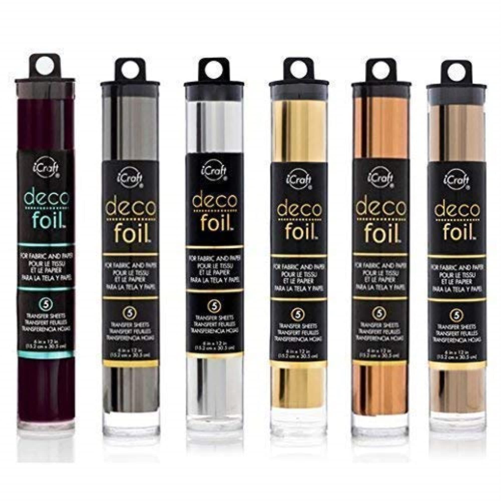 Thermoweb DecoFoil - Transfer Sheets - Black, Pewter, Silver, Gold, Rose Gold, and Copper - Bundle of 6, Metal Colors
