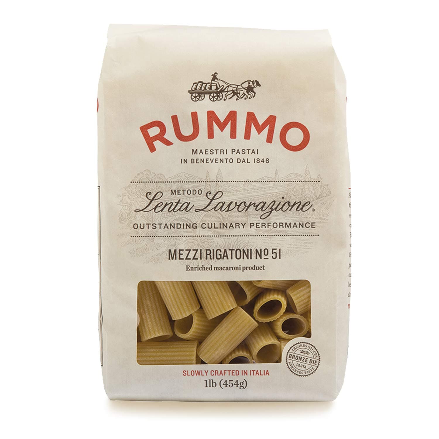Rummo Italian Pasta Mezzi Rigatoni No.51, Always Al Dente