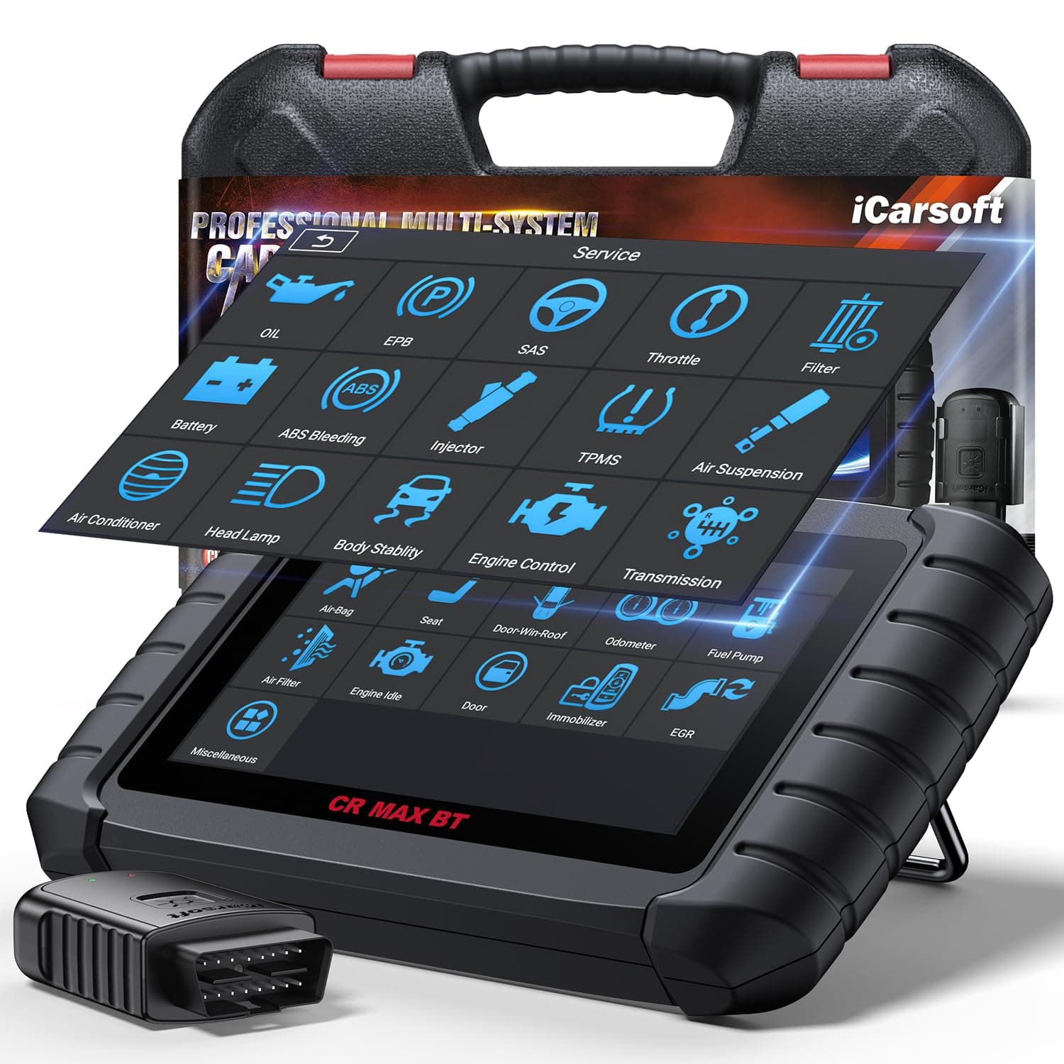 iCarsoft CR Max BT (Enhance Version) Bluetooth Bidirectional Scan Tool, All System, 27 Reset+Extra 38 Service-Oil/EPB/BMS/SAS/SRS/ABS etc.OBD2 Diagnostic Scanner, ECU Coding,Live Graphing,Free Update