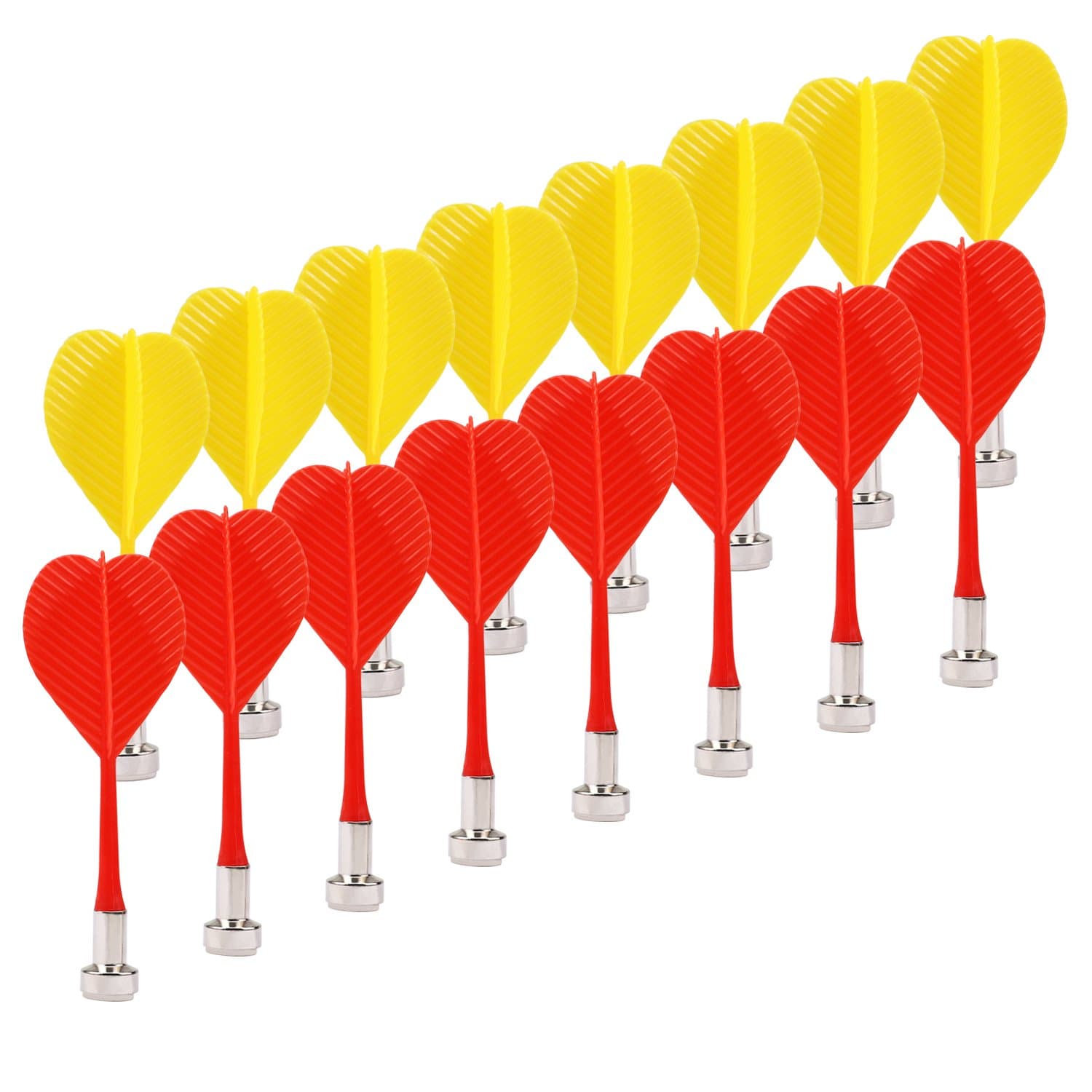 Exacoo Magnetic Dart, 16 Packs Safety Plastic Darts, Replacement Magnet Dart Set for Target Game Toys - Red Yellow