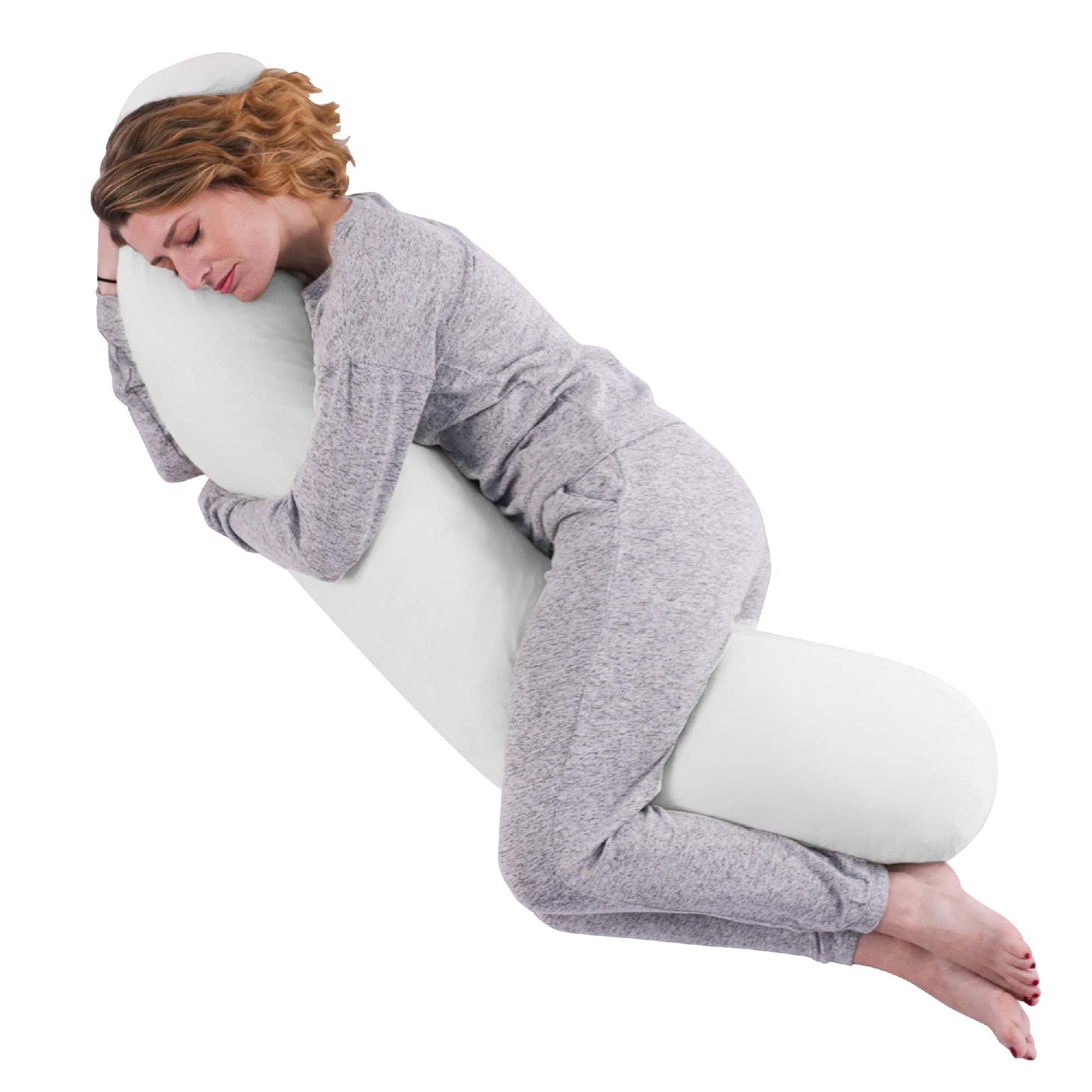 Kally Sleep Full Body Sleep Pillow - Best Orthopaedic Pillow for Pregnancy, Neck & Back Pain, Recovery Support - 145 x 35cm, White - Includes Replaceable & Washable Cover