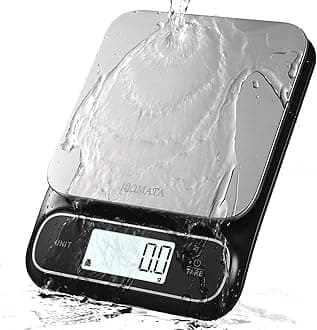 BOMATA Waterproof IPX6 Kitchen Scale, 0.1g High Precision, 5kg, Digital Scales with Backlight, Stainless Steel Weighing Platform, Suitable for Food, Cooking, Baking, etc. B619 Black