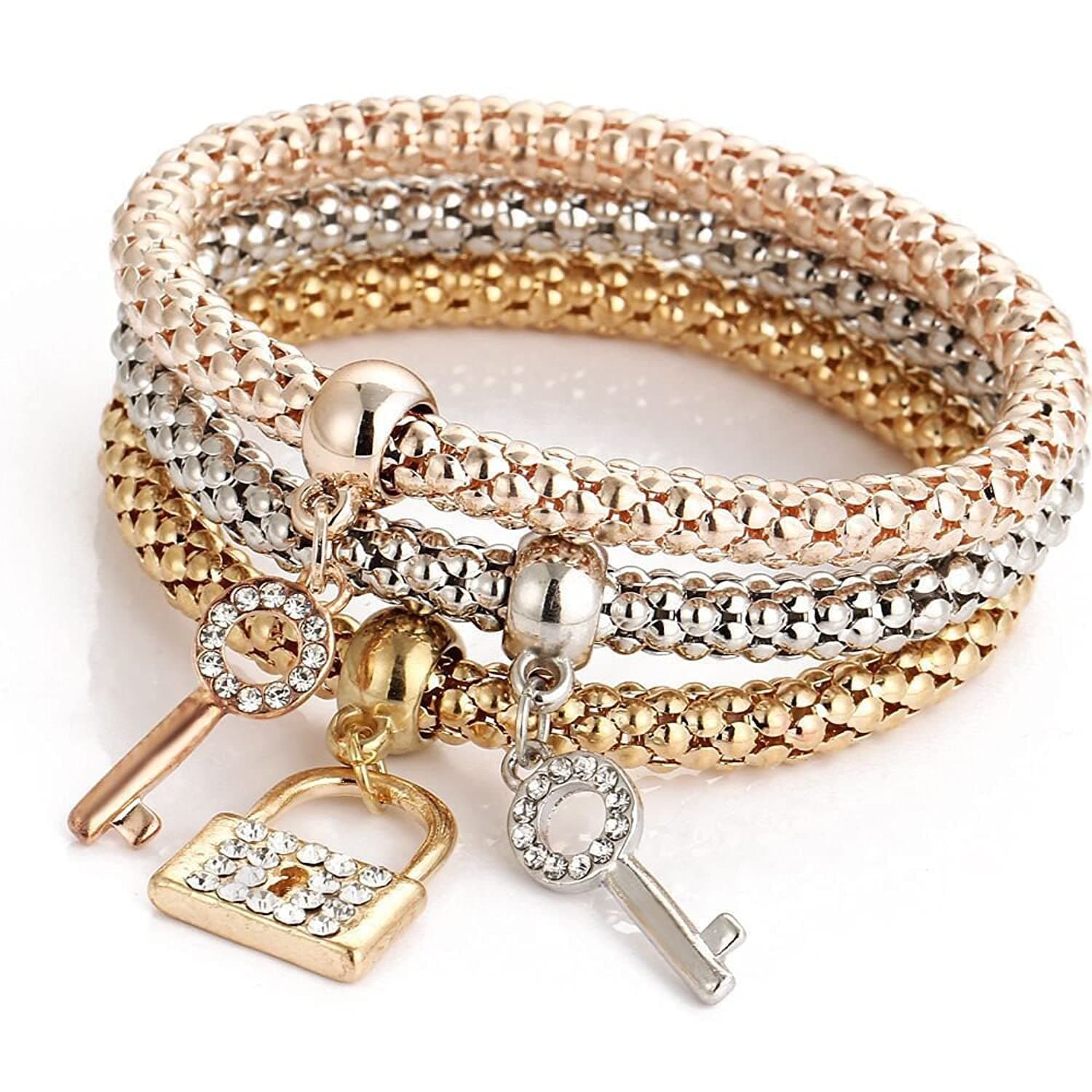 Beautiful Charm Women's Bracelet Jewelry Set (Silver, Rose, Gold), One Size