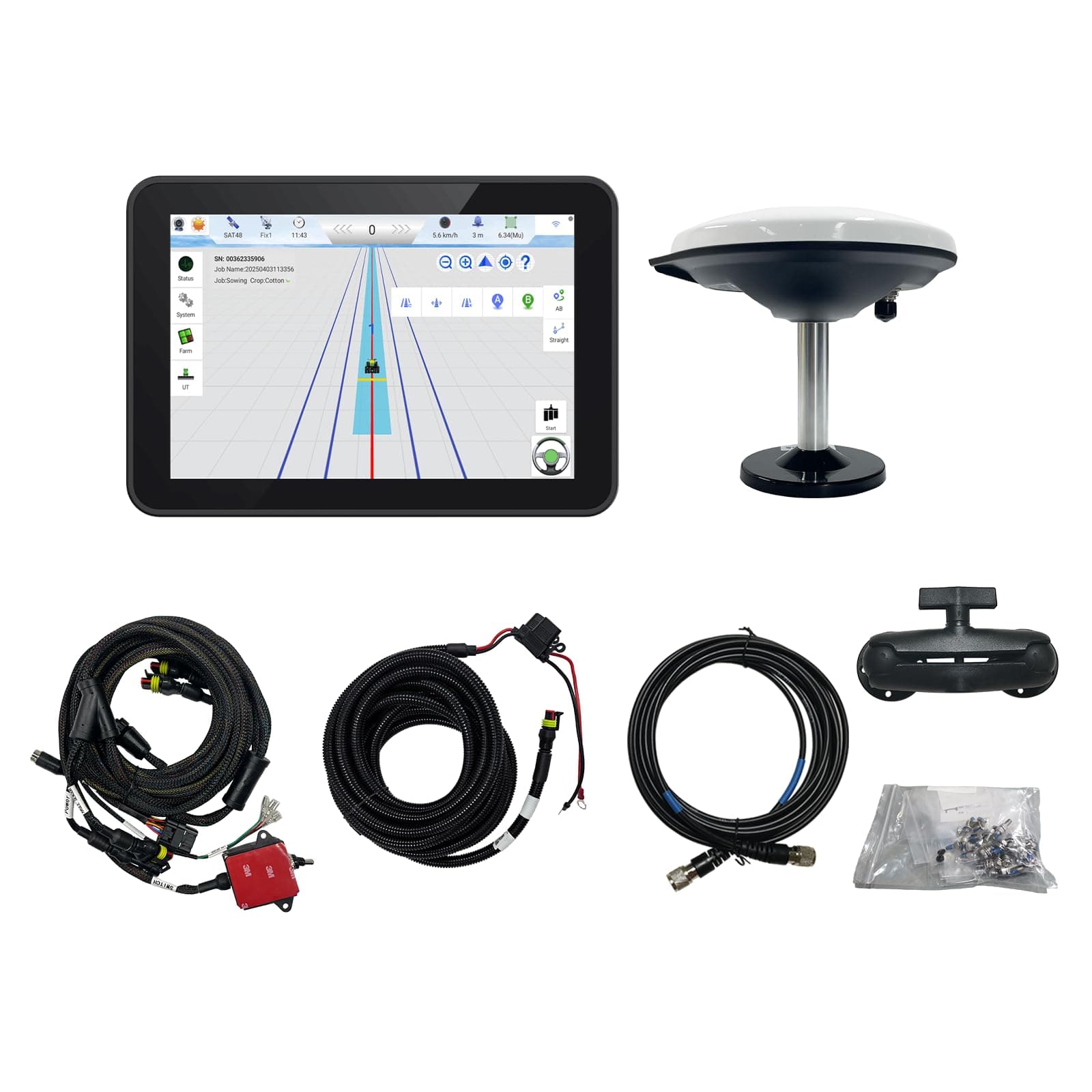 Tractor Guidance System with Precision AG Software, Android10 Tablet, 4-inch High Accuracy by PPP, 1-inch by CORS, A-B line Guidance Compatible with Any Tractor CAT. John-Deere...JY100 New