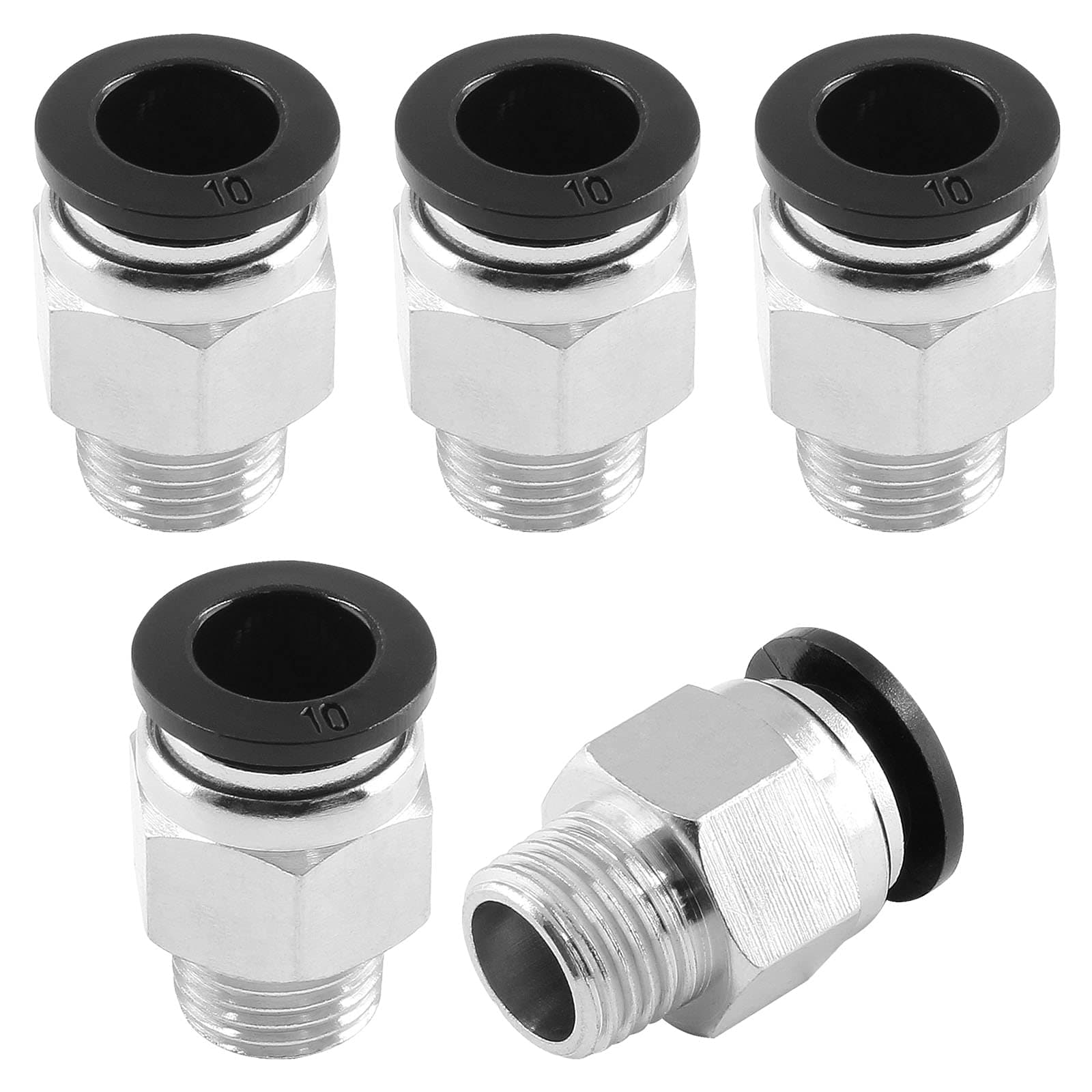 5Pcs Male Straight Push to Connect Fittings 10mm Tube OD x 1/4 inch NPT Thread, Air Push Connect Tool Pneumatic Hose Fittings