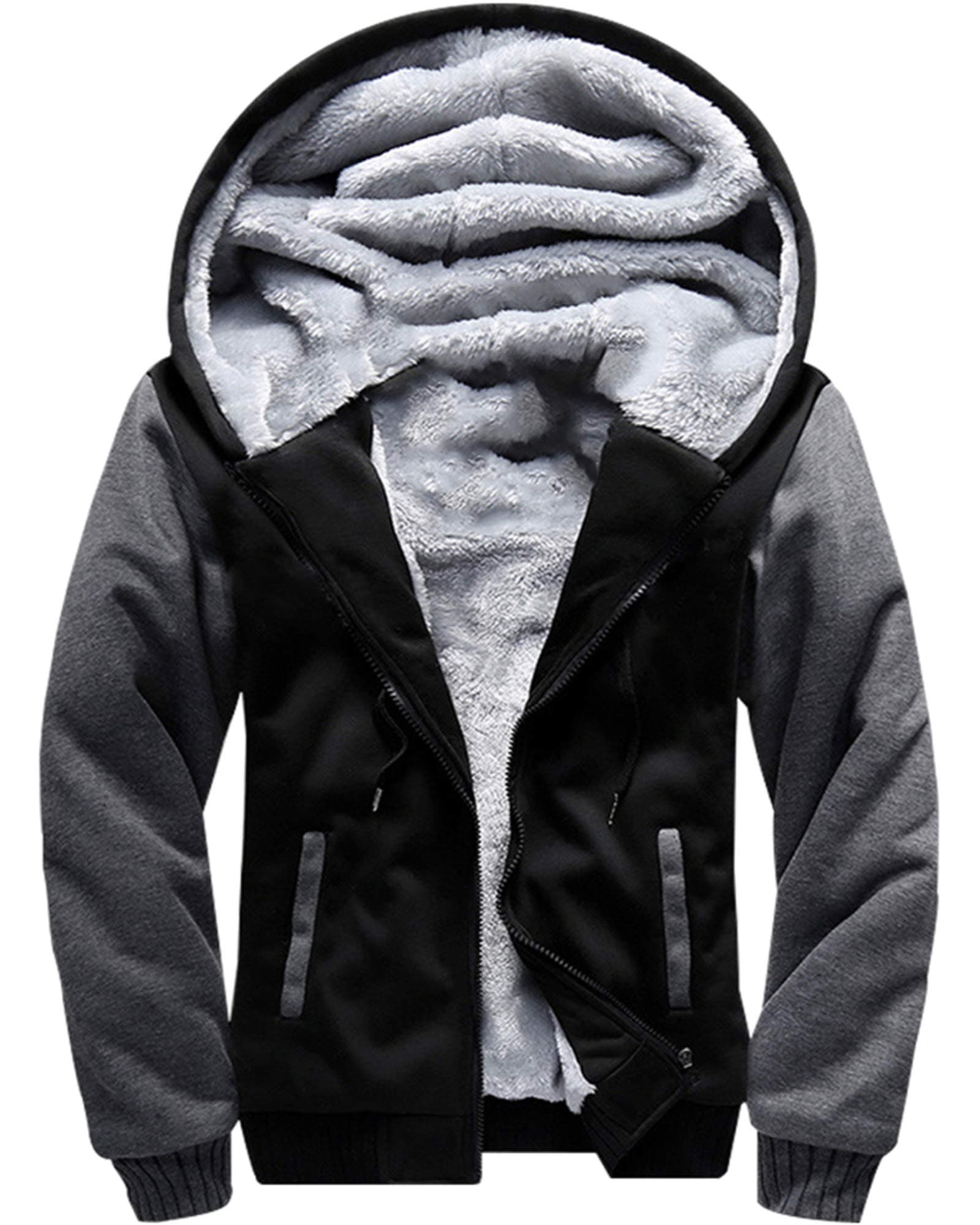 Men's Pullover Winter Workout Fleece Hoodie Jackets Full Zip Wool Warm Thick Coats