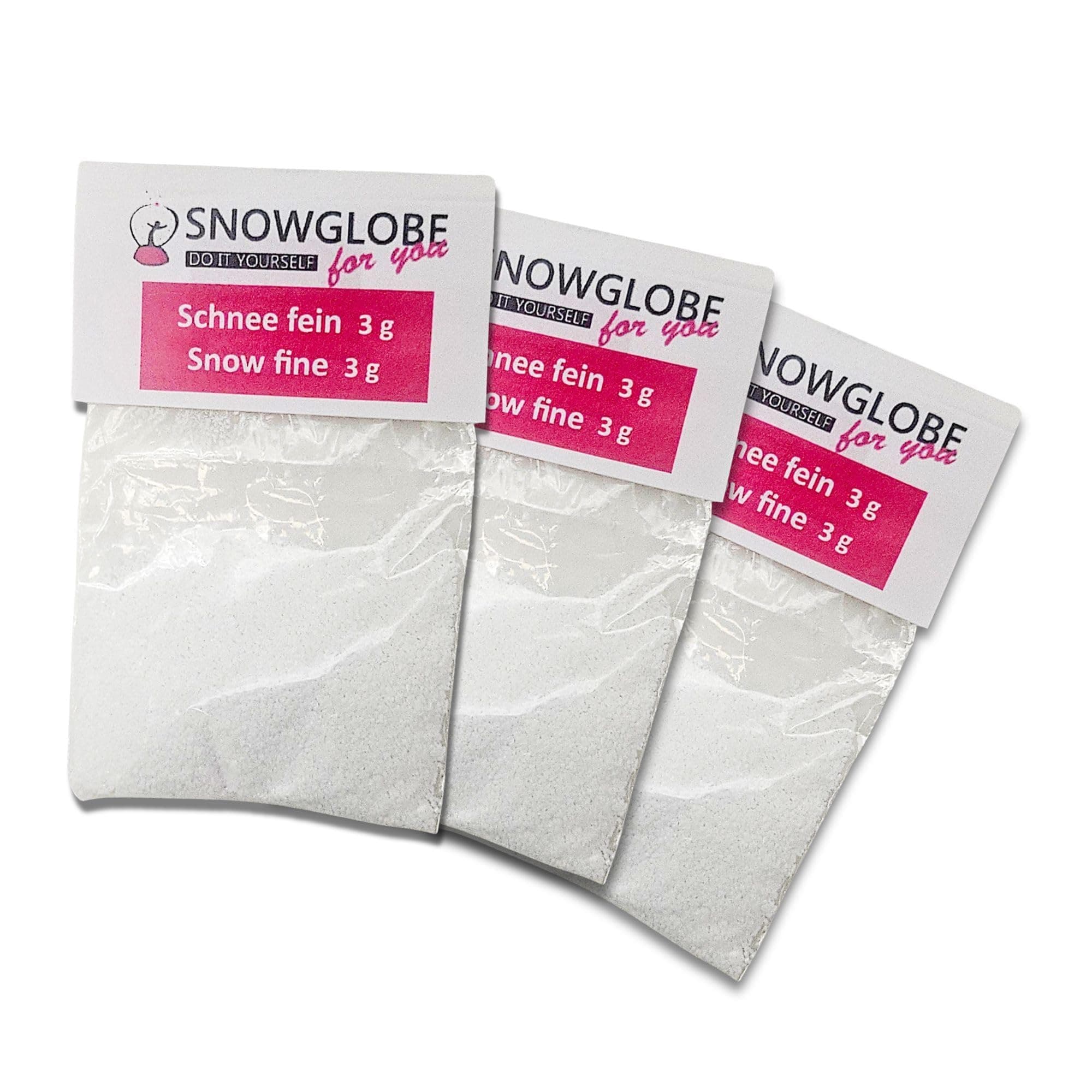 Schneekugelhaus 3 x Fine Snow for DIY Snow Globes - Classic Style, Clear Color