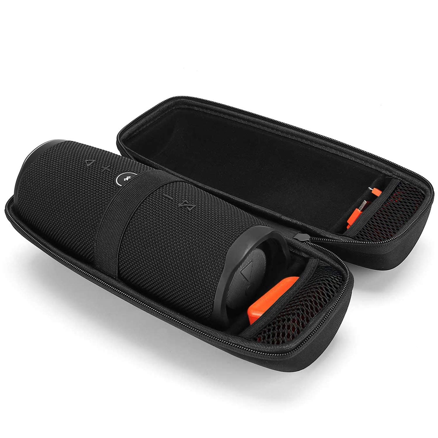 ProCase JBL Charge 4 Charge 5 Cover Case, Hard Travel Carrying Case with Strap for JBL Portable Wireless Speakers, Fits USB Plug and Cable -Black(Case Only)