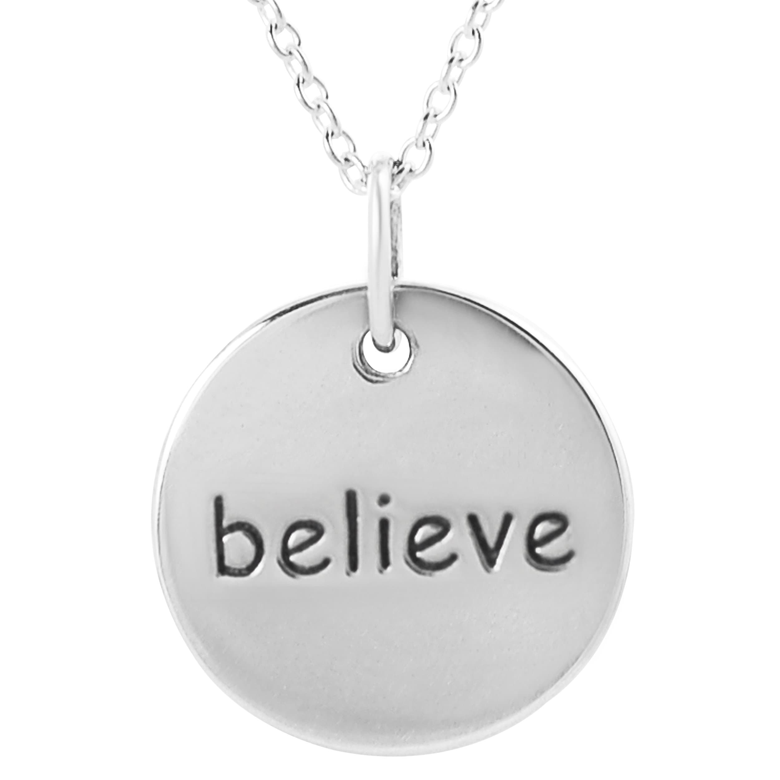 Sterling Silver 'Believe' Circle Pendant