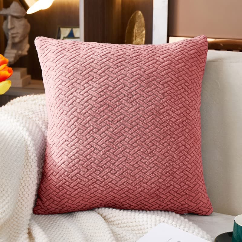 MINGPINHUIUS 1PC Cushion Covers 45 x 45 cm - Solid Soft Stretch Throw Pillow Covers 18 x 18 Inch Square Pillowcase for Couch Sofa Home Decoration (Pink Weaves)