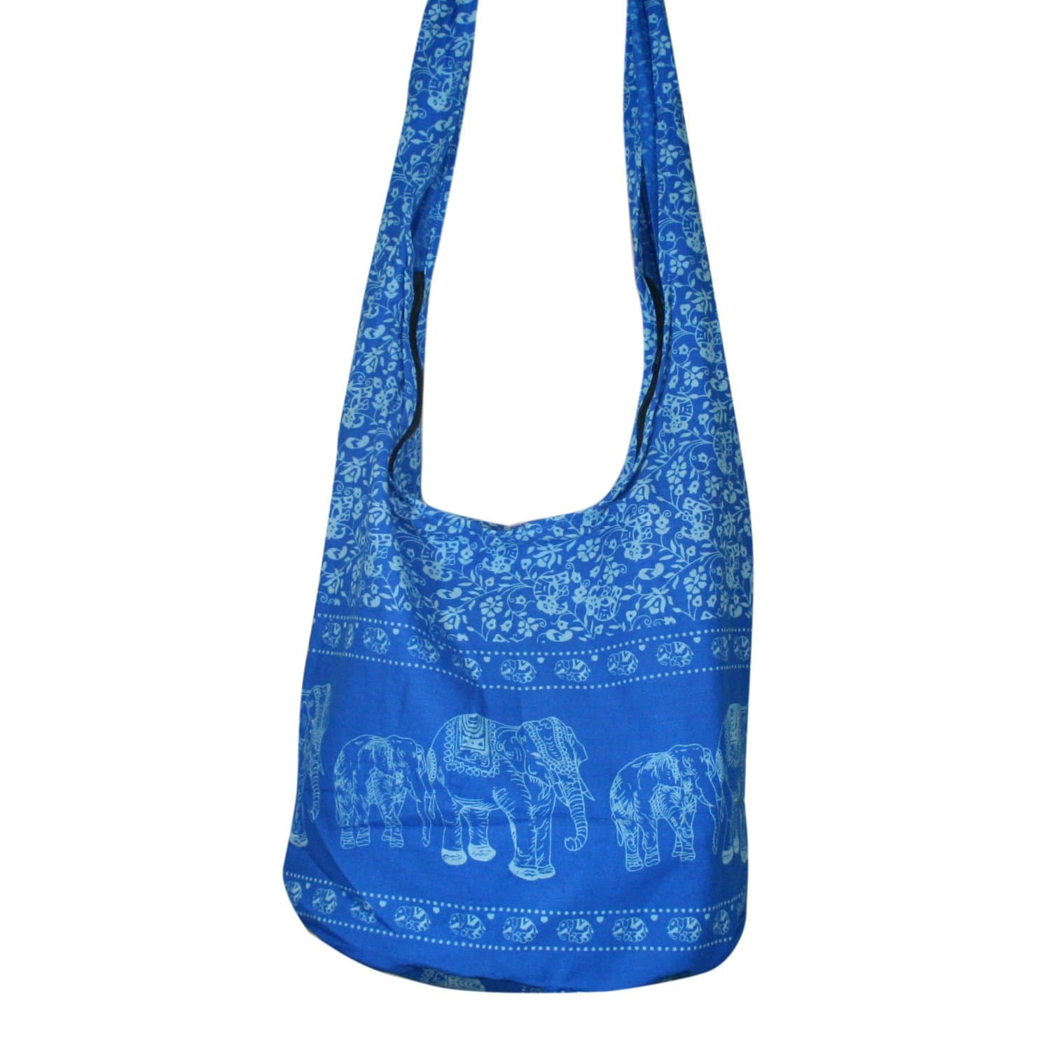 THAI HIPPIE BAG Elephant Sling Crossbody Bag Shoulder Bag Purse Thai Zip New Color : Sky Blue