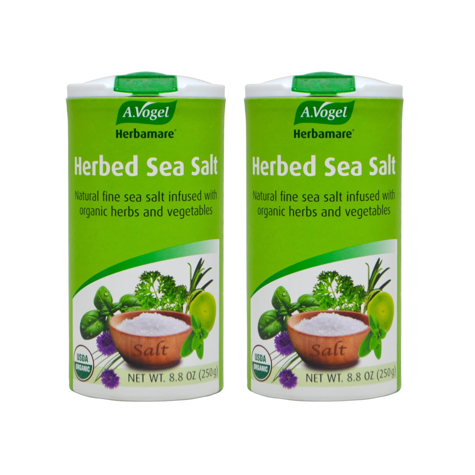 A.Vogel Herbamare Herbed Sea Salt - Natural Fine Sea Salt Infused with 12 Herbs & Vegetables - Free of Artificial Flavors & Preservatives - Non-GMO, Keto, Paleo-Friendly, USDA Organic - 8.8oz (2 Pack)