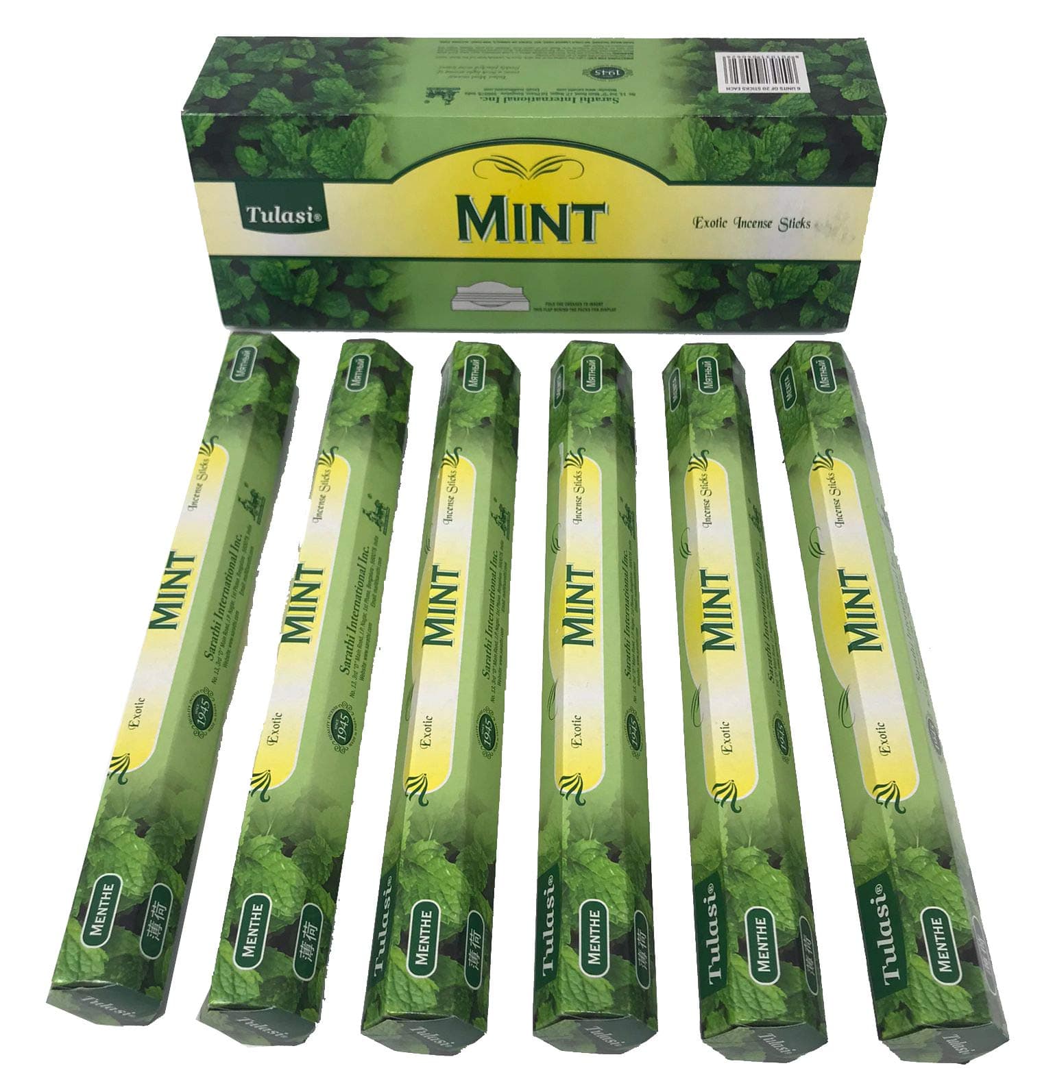 Aromatic Mint Incense, Natural Incense Aromatherapy, Incense Sticks, Box of 6 Packs of 20 Units, Long Lasting