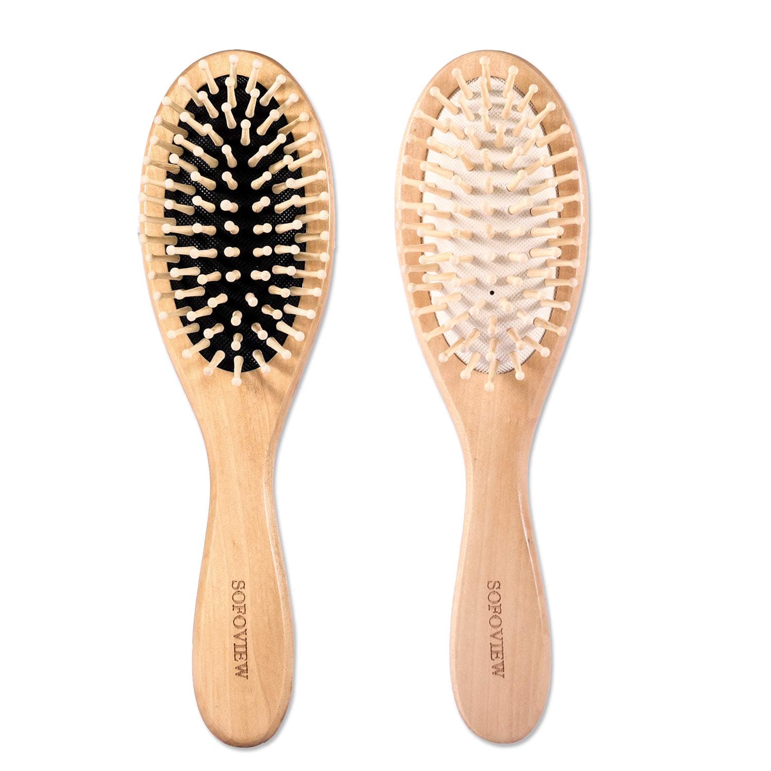 2Pack Natural Wooden Paddle Hair Brush,Detangling Hairbrush for Women, Men, Kids,Anti-Static Reduce Frizz-Stimulate and Massage Scalp-8.6"2.3"