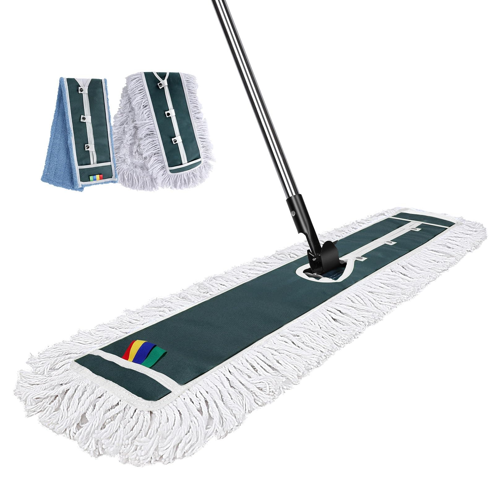 Large Industrial Mop for Floors Cleaning, 93cm Wide Cotton Thread Flat Mop with 2pcs Reusable Pads, Microfiber Floor Mops for Mall Hotel Office Garage Floors