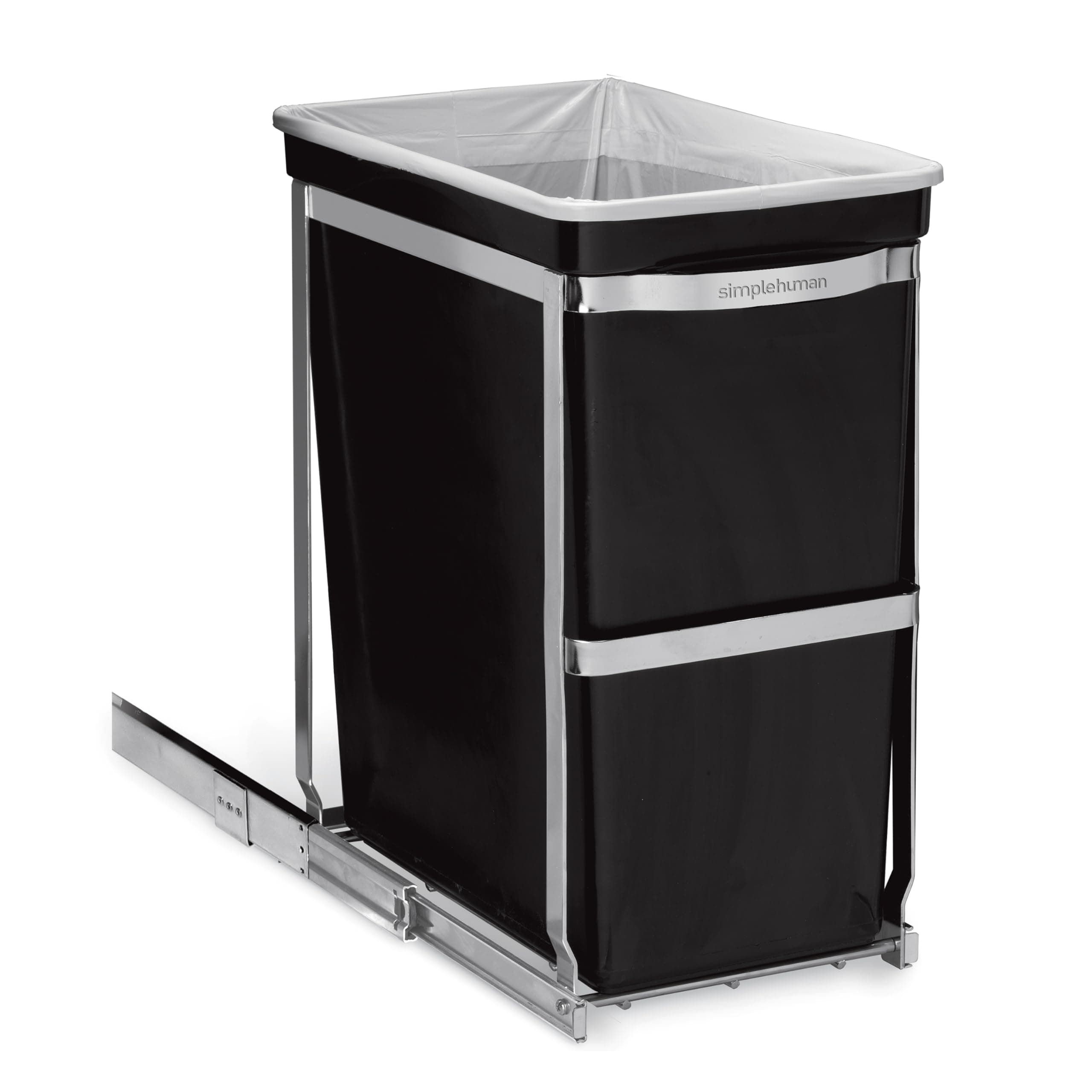 30 Liter / 8 Gallon Under Counter Kitchen Cabinet Pull-Out Trash Can, Heavy-Duty Steel Frame