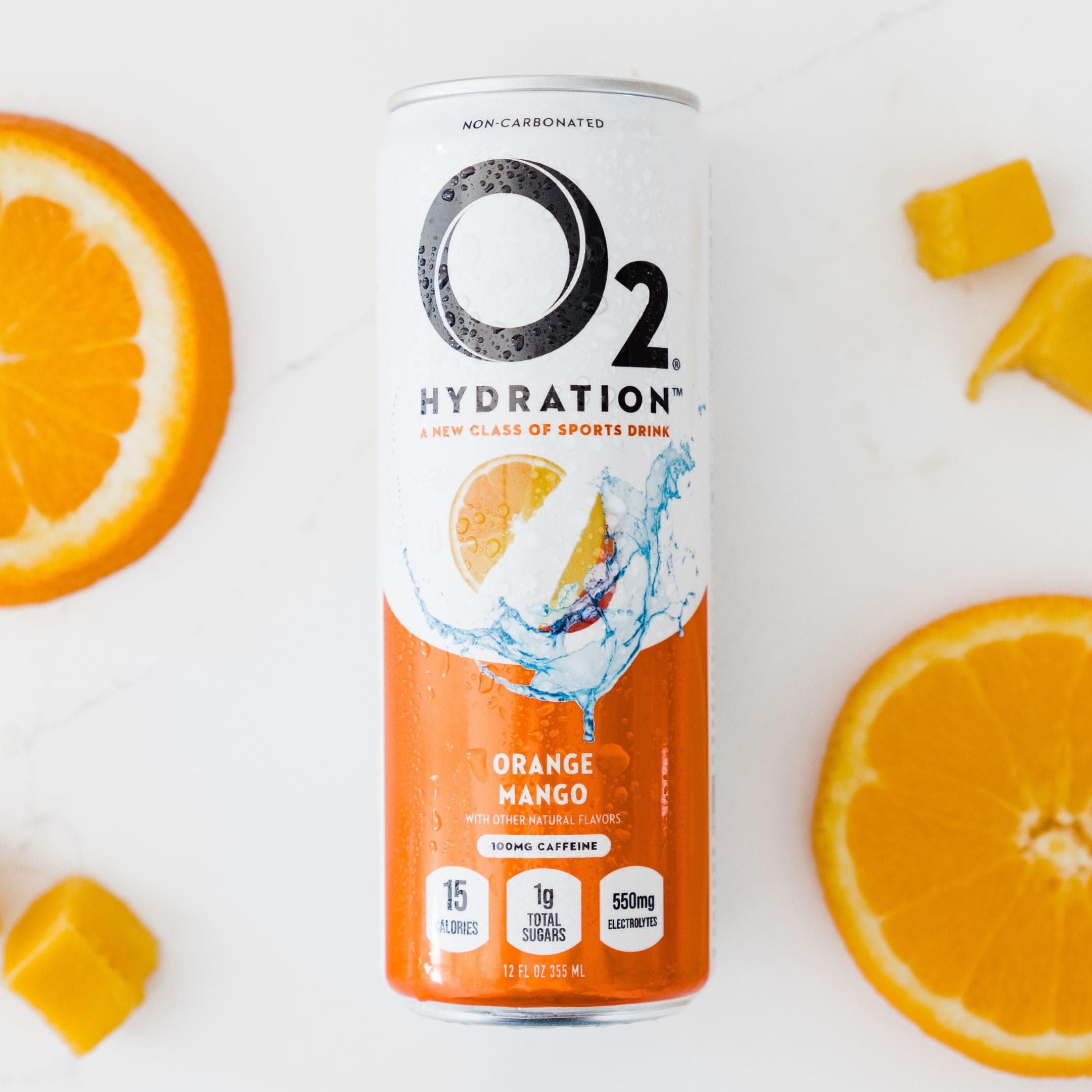 O2 Orange Mango Post Workout Recovery Drink - Caffeinated Electrolyte Drink for Daily Hydration