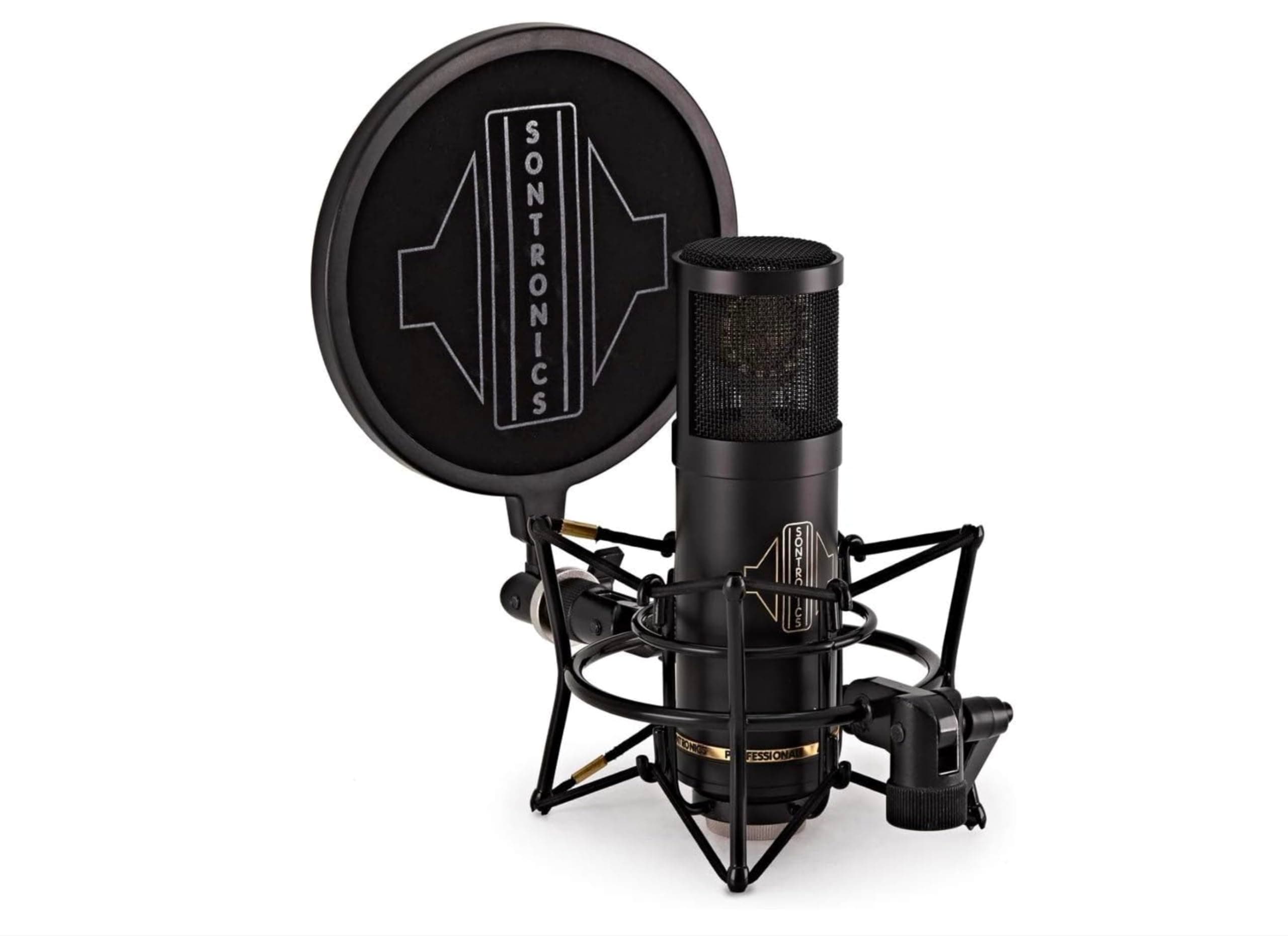 SONTRONICS STC-20 Pack - Professional Large Pattern Studio Condenser Microphone. Broadcast, Podcast & Recording Vocals. Shock Mount & Pop Shield Included. Lifetime Mic Warranty - Designed in UK –Black
