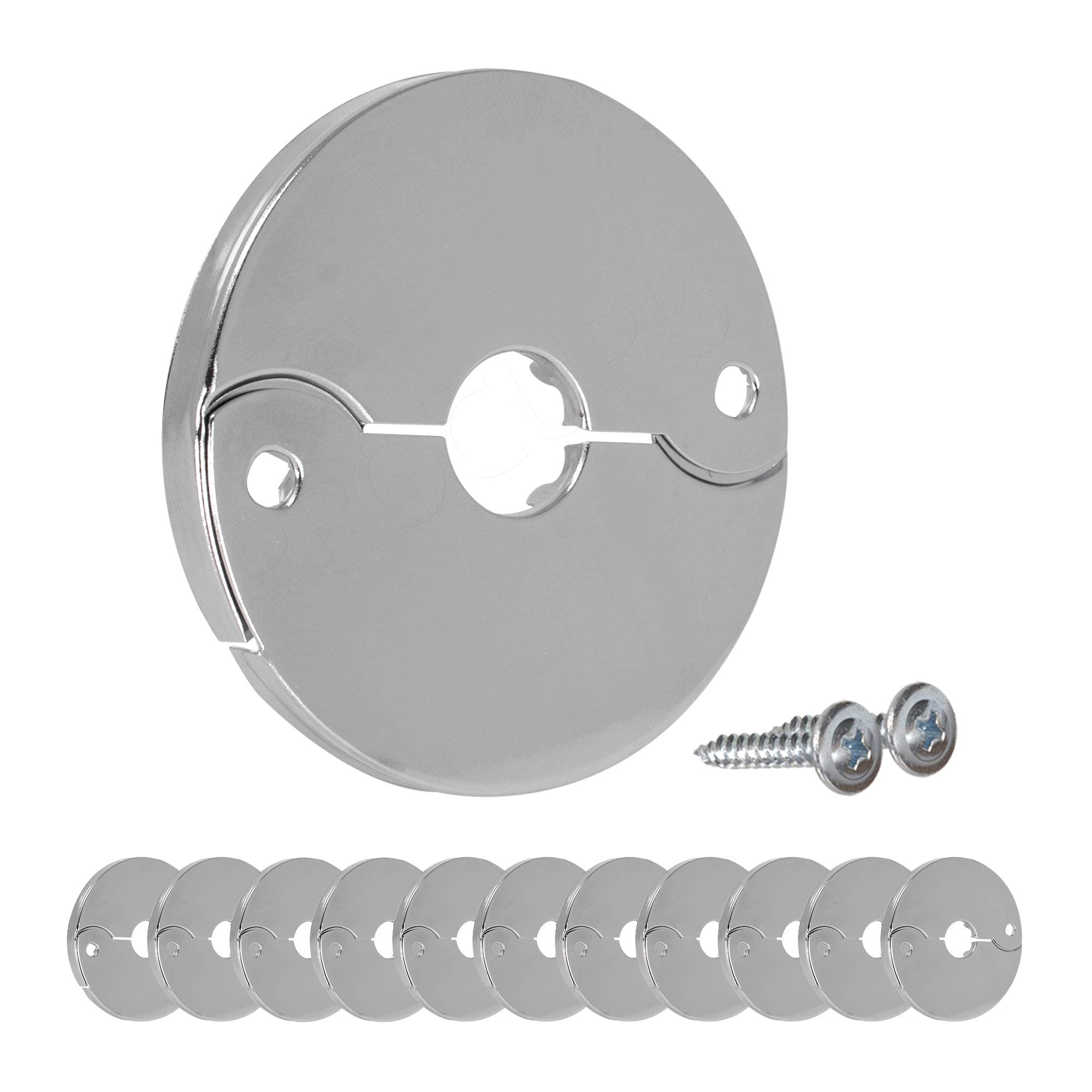PROCURU 12-Pack 1/2-Inch CTS (5/8" OD) E3755 Hinged Split Escutcheons, Chrome Pipe Cover Plates with Screws, for 1/2" Copper, PEX Pipe