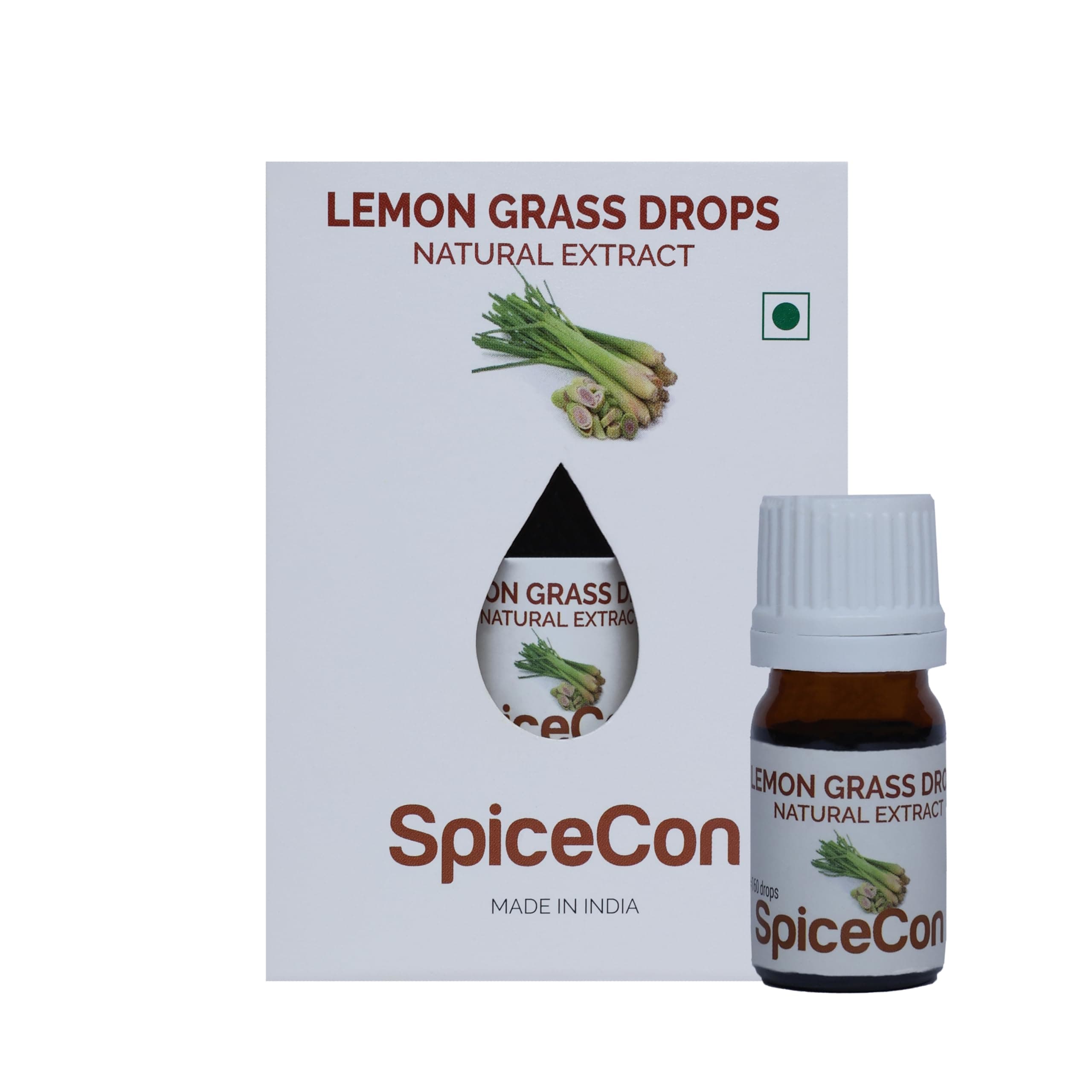SpiceCon Lemon Grass Drops | Natural Extract | No Additive | No Preservative | Natural and Pure | Vegan | 5 ml (180 Drops)