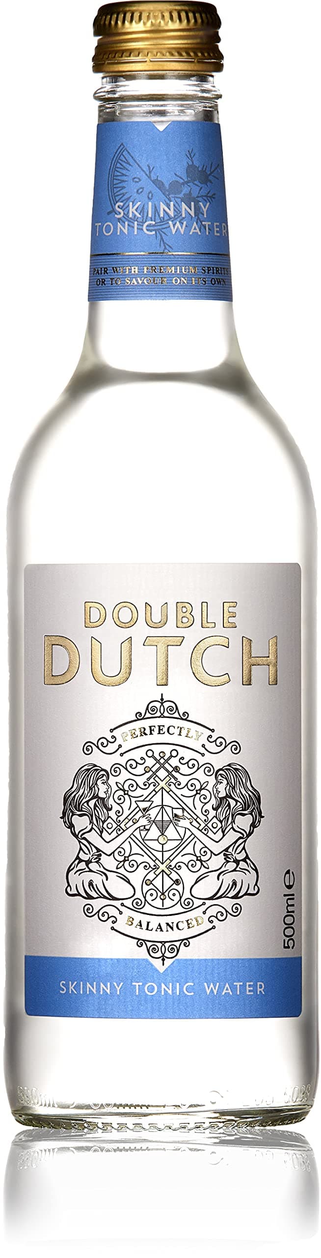 Double Dutch Skinny Tonic Water, Low Calorie Perfect Mixer for Cocktails, No Artificial Colours Preservatives or Flavours, 500ml Bottles (Pack of 8)