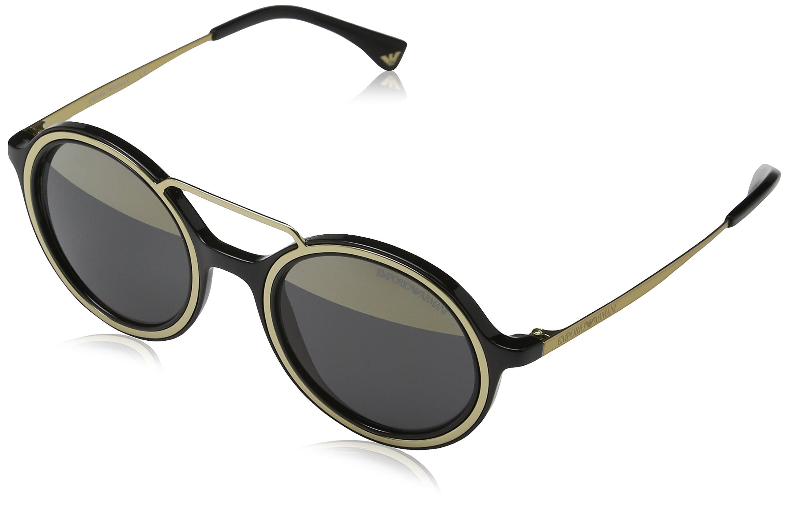 Armani EA4062 Sunglasses 50171Z-49 - Black/pale Gold Frame, Grey Mirror Gold EA4062-50171Z-49