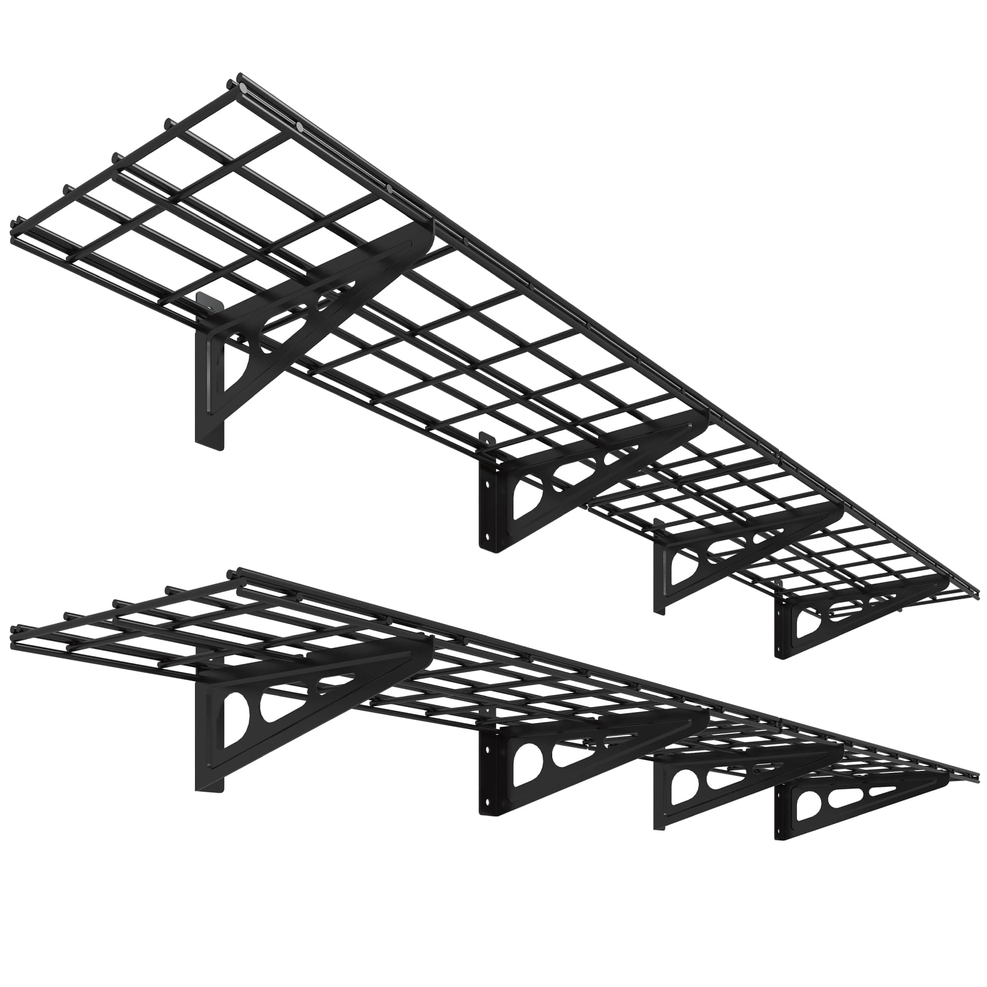 FLEXIMOUNTS 12-inch-by-72-inch Wall Shelf Garage Storage Rack Wall Mounted Floating Shelves,1x6ft,Black, 2-Pack, Classic Series