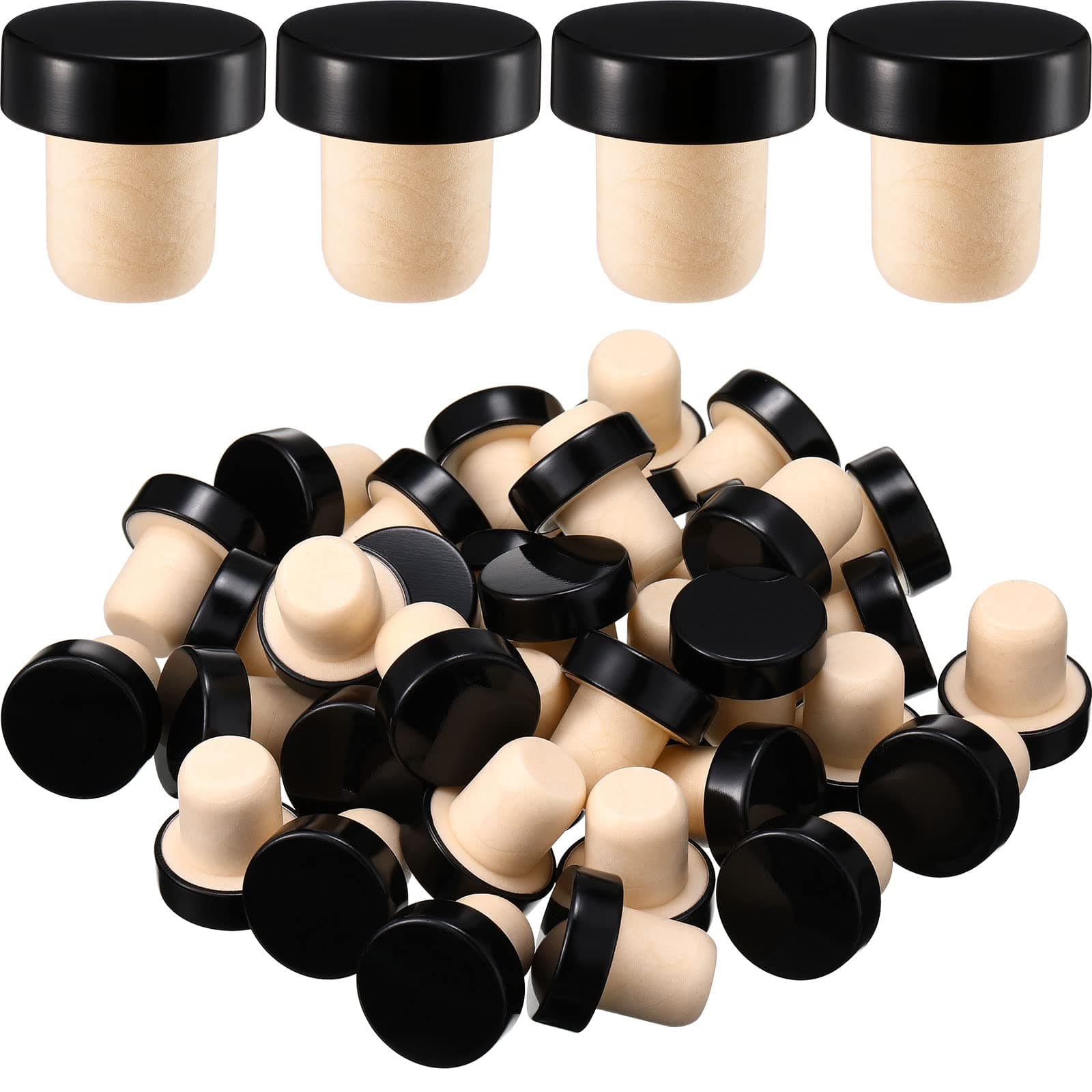 T-shaped Stopper Cork Wine Bottle Stoppers Reusable Wine Sealing Plug for Beer Bottles DIY Craft(Black,36 Pieces)