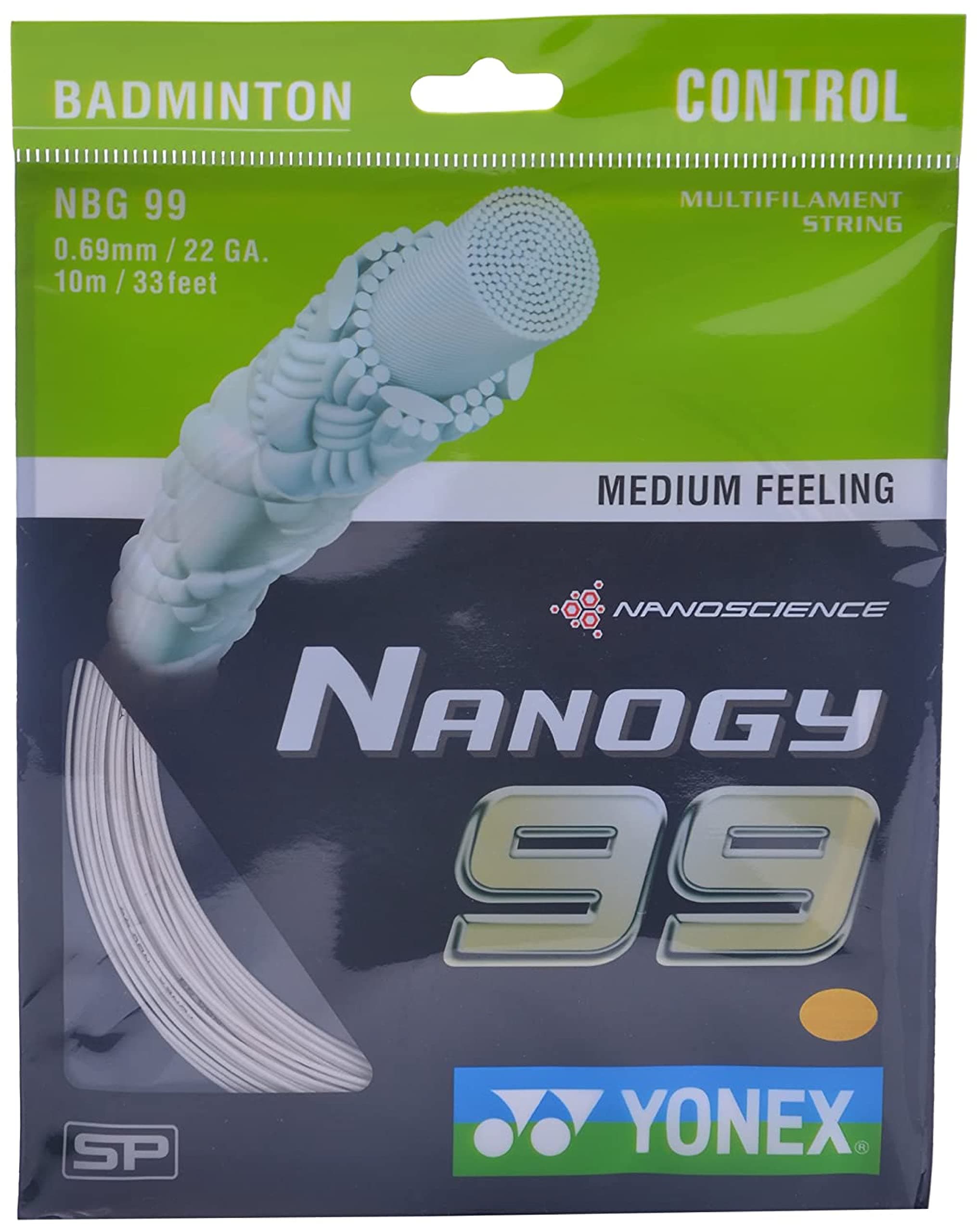 Yonex Nanogy 99 Badminton Strings, 0.69mm (White)