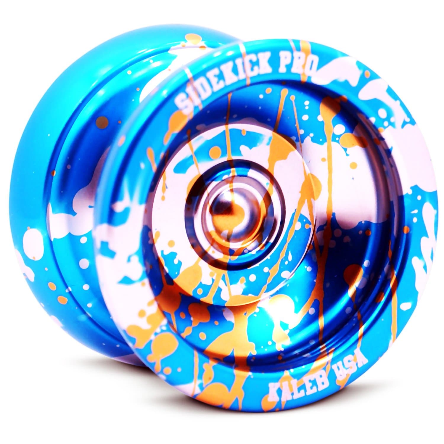 Blue Silver Gold Splashes Yo-Yo Professional Aluminum Sidekick Pro YoYo