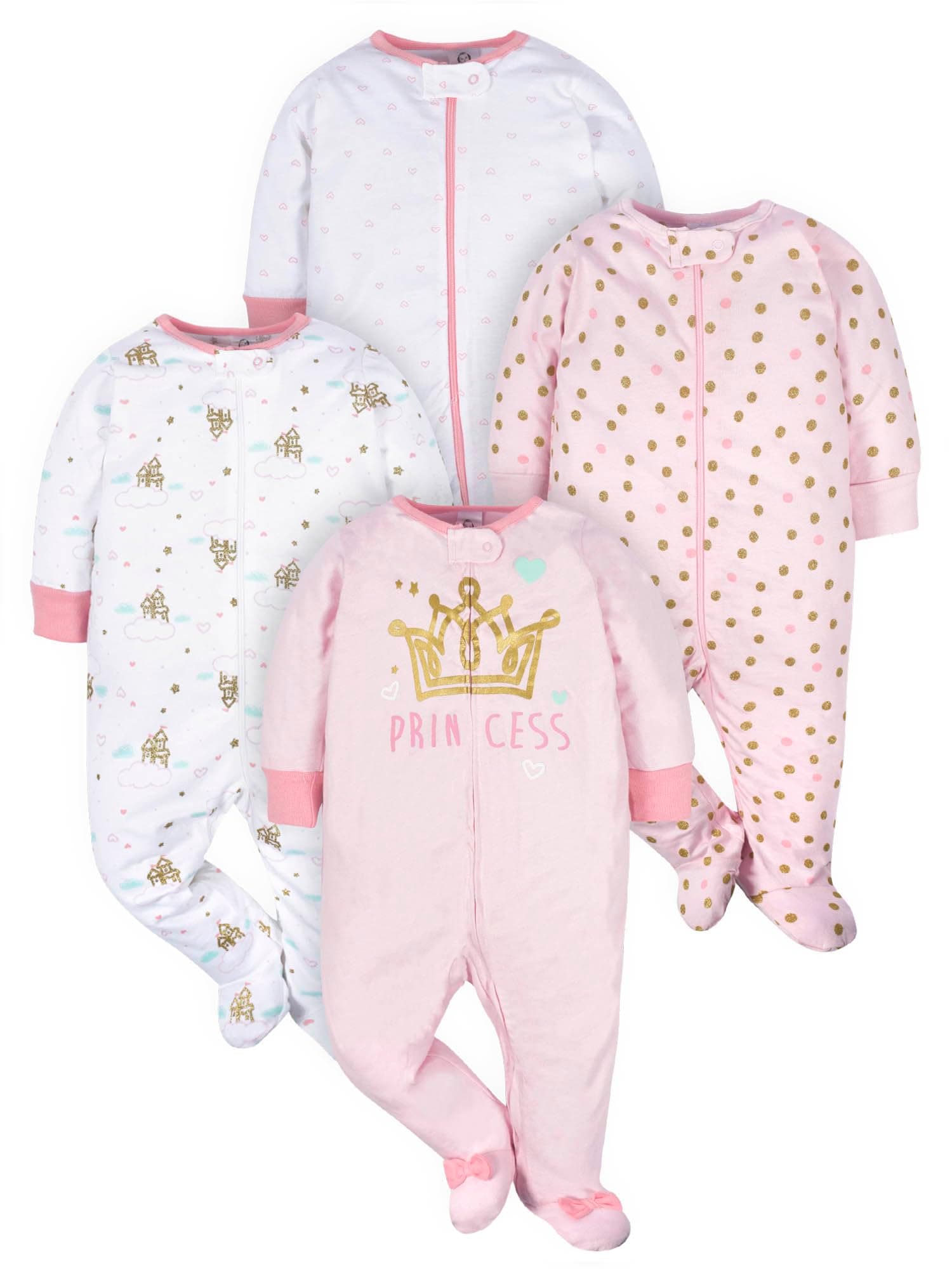 Gerber Baby-Girls 4 Pack Sleep 'N Play Footie