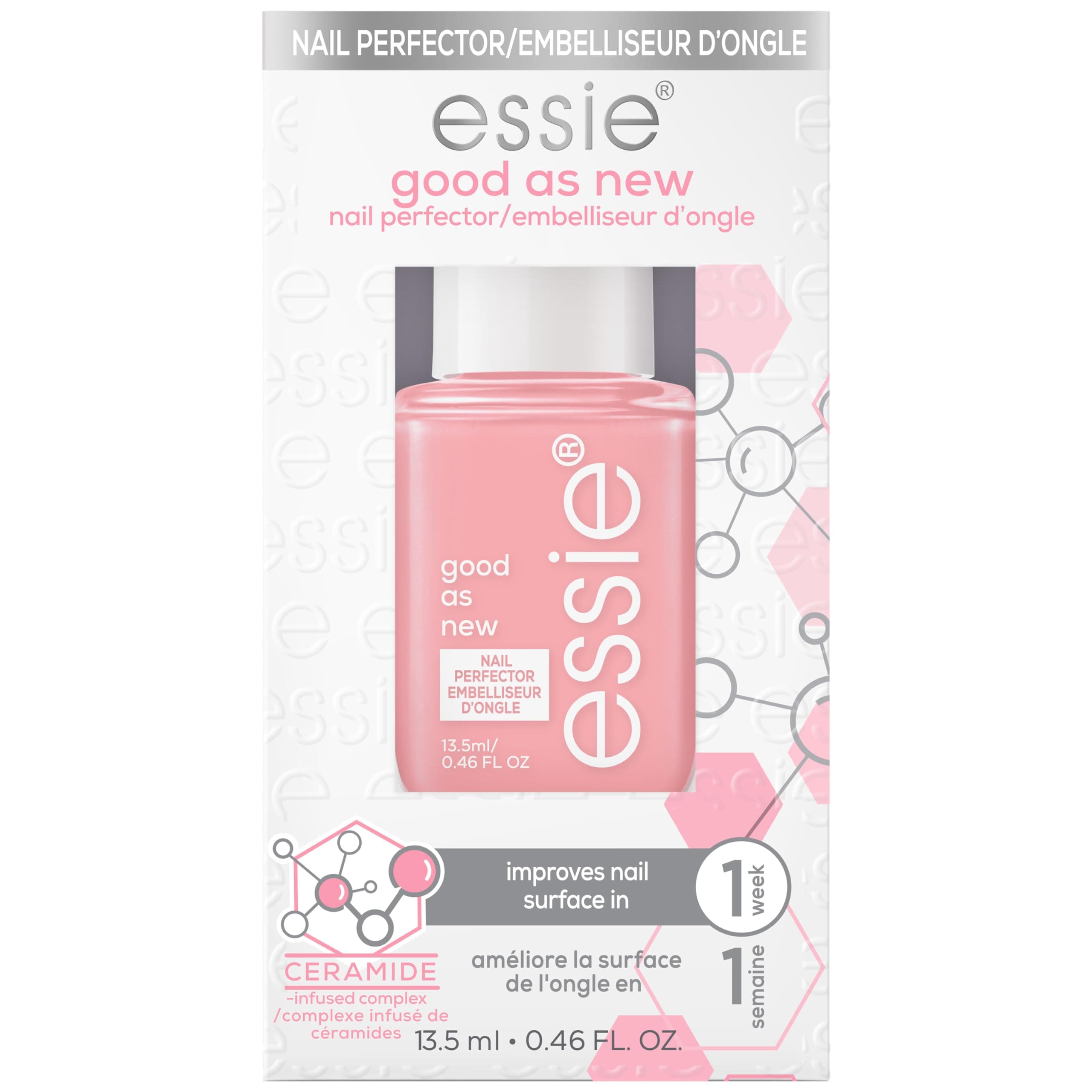essie Nail Care, Ceramide-Infused Nail Treatment, Vegan, Good As New Concealer & Perfector, 0.46 Fl Oz