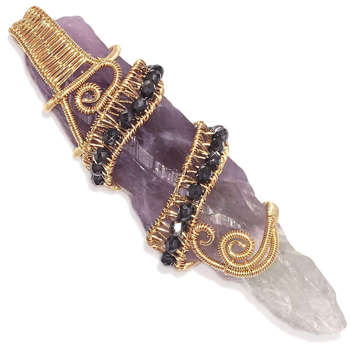 Auralite 23 Crystal Woven Wire Wrapped 14K GF Pendant