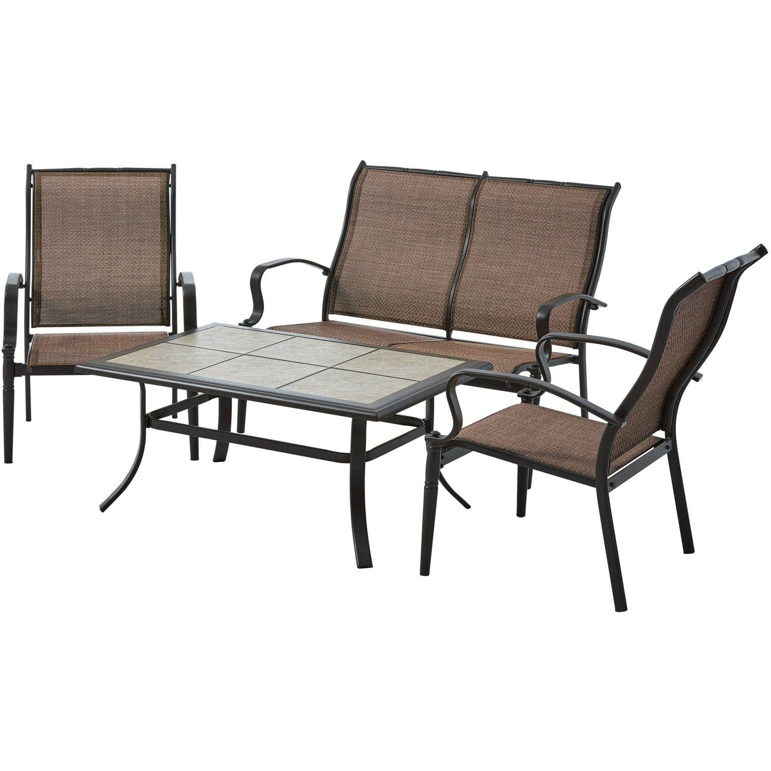 Modern and Contemporary Backyard and Outdoor Patio Bistro Wicker Set Collection (All Sizes) with Bonus Basically Simple Storage Bin (4-pc Set, Mainstays Wesley Creek (Brown))
