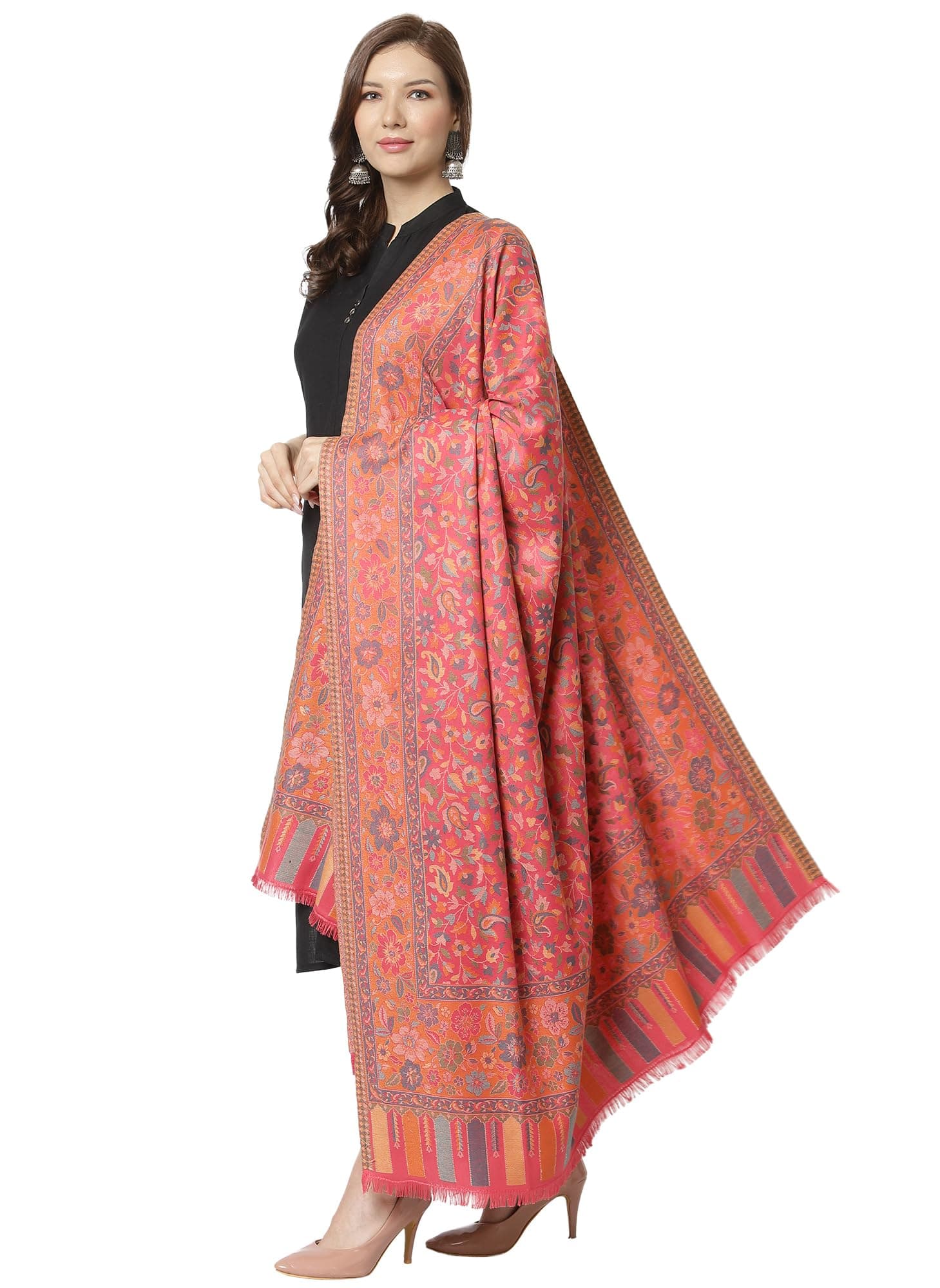 Weavers VillaWomen's Poly Wool Woven Jaal Shawl (40" X 80")