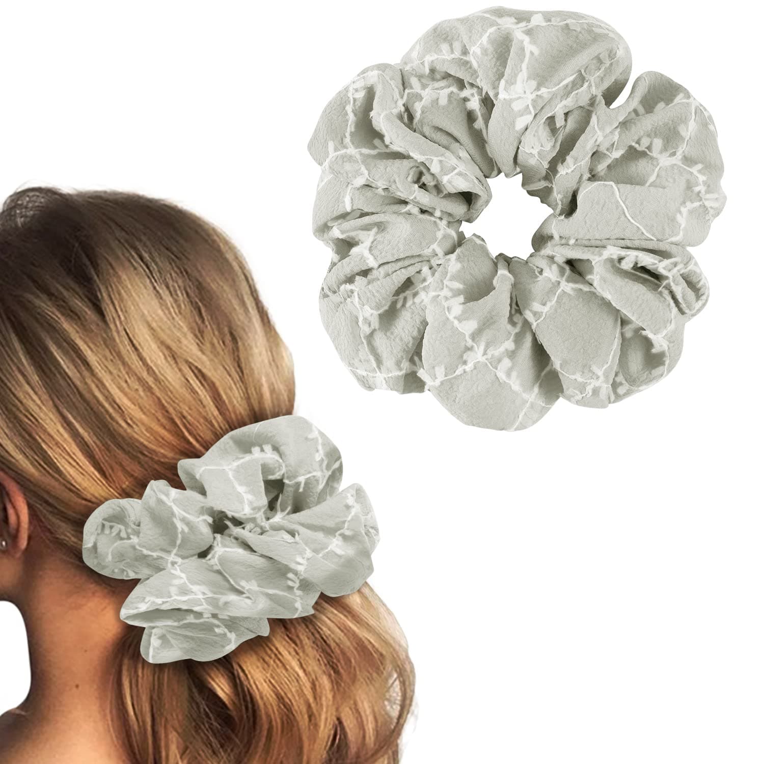 YOHAMA 6.3 inch Apricot Hair Scrunchies Huge Hair Scrunchie Oversized Scrunchy Hair Ties Large XL Scrunchie Good for Girls and Women Thick Hair Wrap Ponytail Holer Holiday Gift.