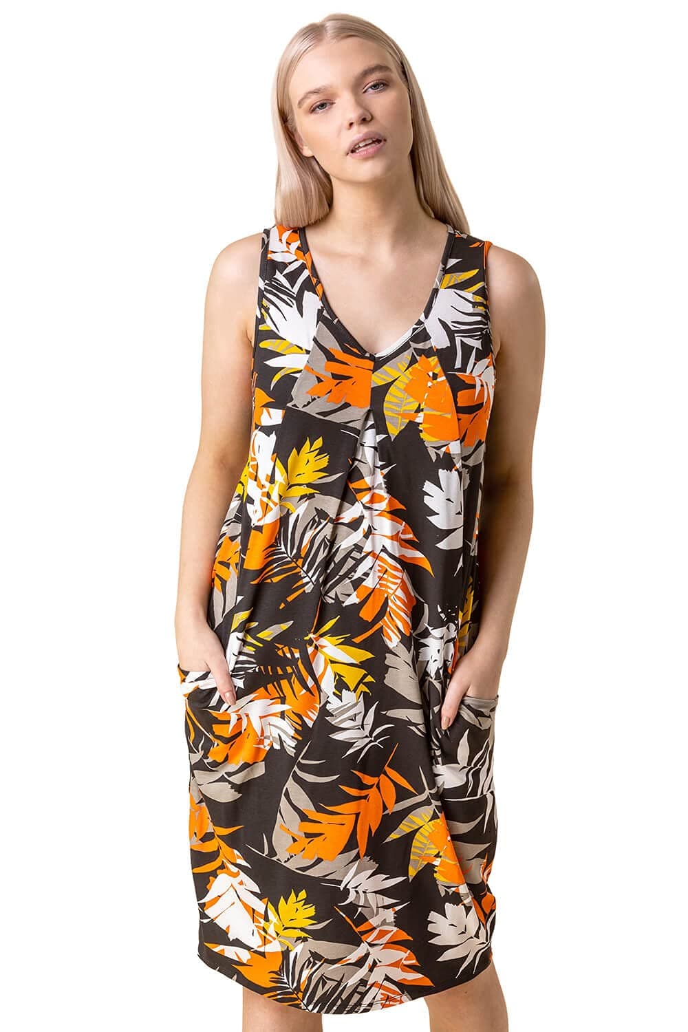 Women Slouch Cocoon Dress with Pockets Ladies Stretch Jersey Summer Spring Casual Harem Sleeveless Oversized Relaxed Baggy Beach Regular & Curve Plus Size