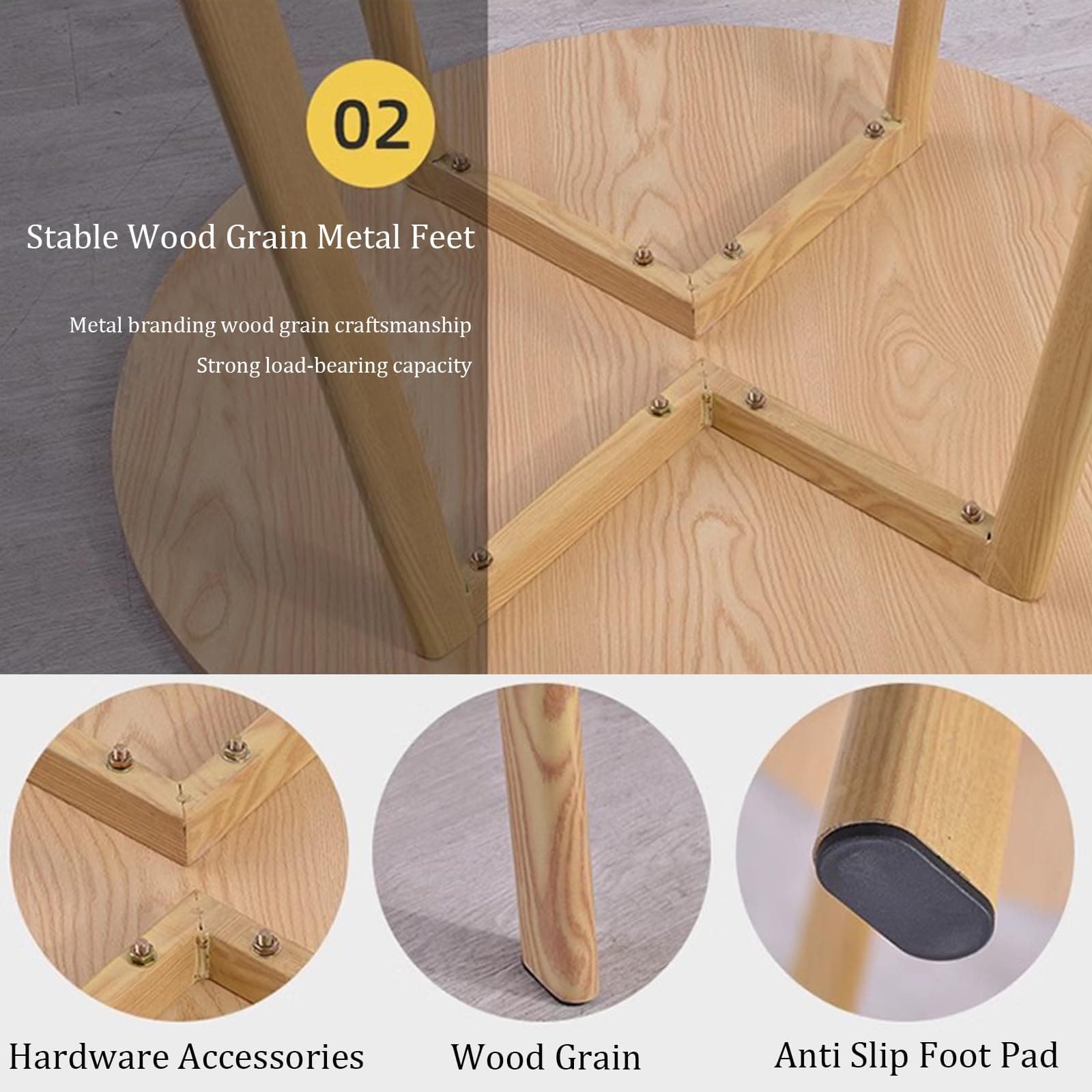 SUZEPER Round Kitchen Dining Table Set for 4, Space Saving Table and Chairs Set with Thick Tabletop 4 Upholstered Chairs, Dinning Room Modern Casual Coffee Table Set(D 31.5inch/80cm, Yellow)