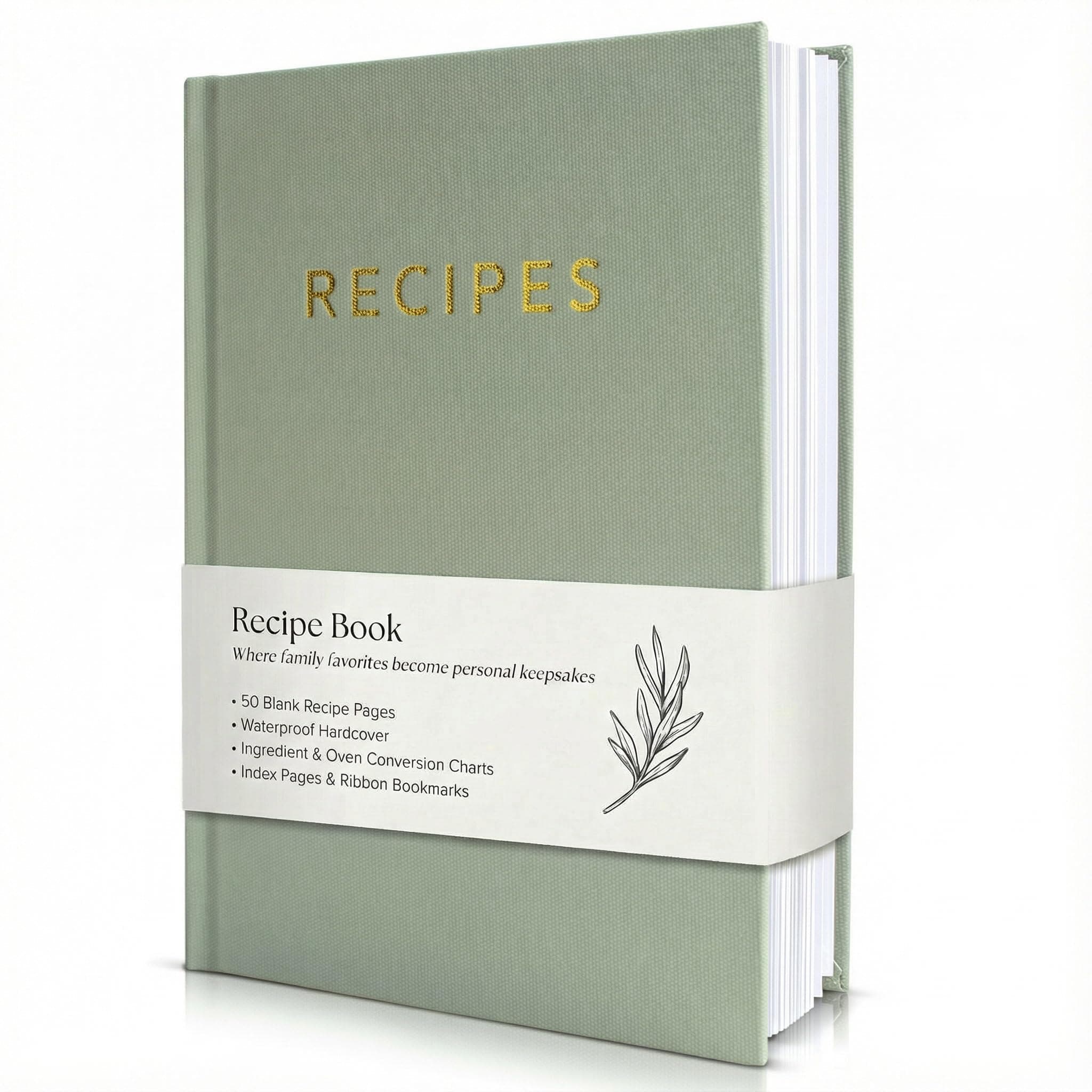 Aesthetic Blank Recipe Book with Waterproof Cover - The Perfect Recipe Notebook To Write In Your Own Recipes - Beautiful Blank Cookbook to Organize Your Recipes
