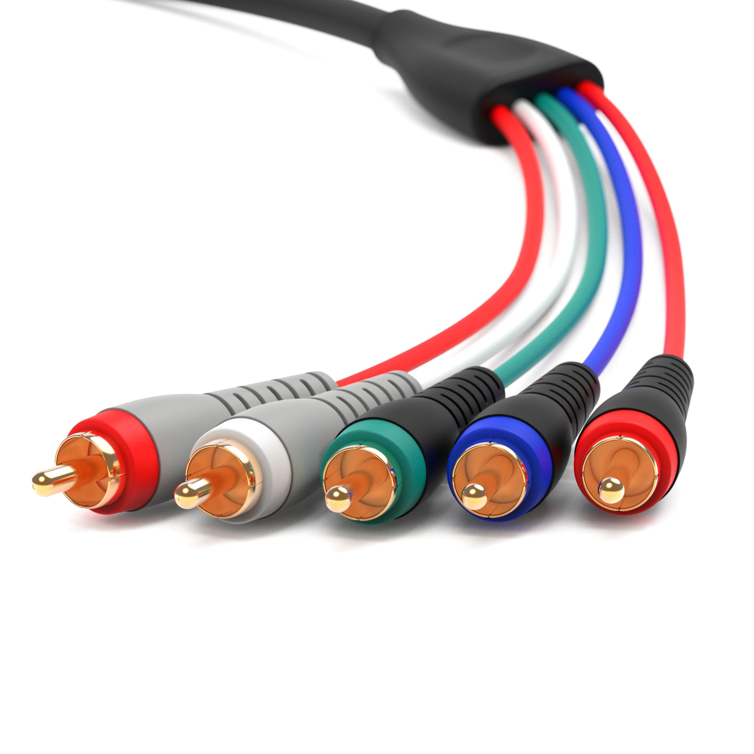 BlueRigger Component Video Cable with Audio (2M, RCA- 5 Cable, Supports 1080i) - Compatible with DVD Players, VCR, Camcorder, Projector