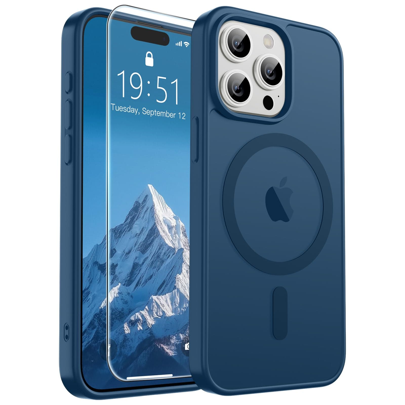 Magnetic for iPhone 15 Pro Max Case(Compatible with MagSafe)(Military Grade Drop Protection) Slim Translucent Matte Shockproof with Anti-Fingerprint Phone Case,Deep Blue