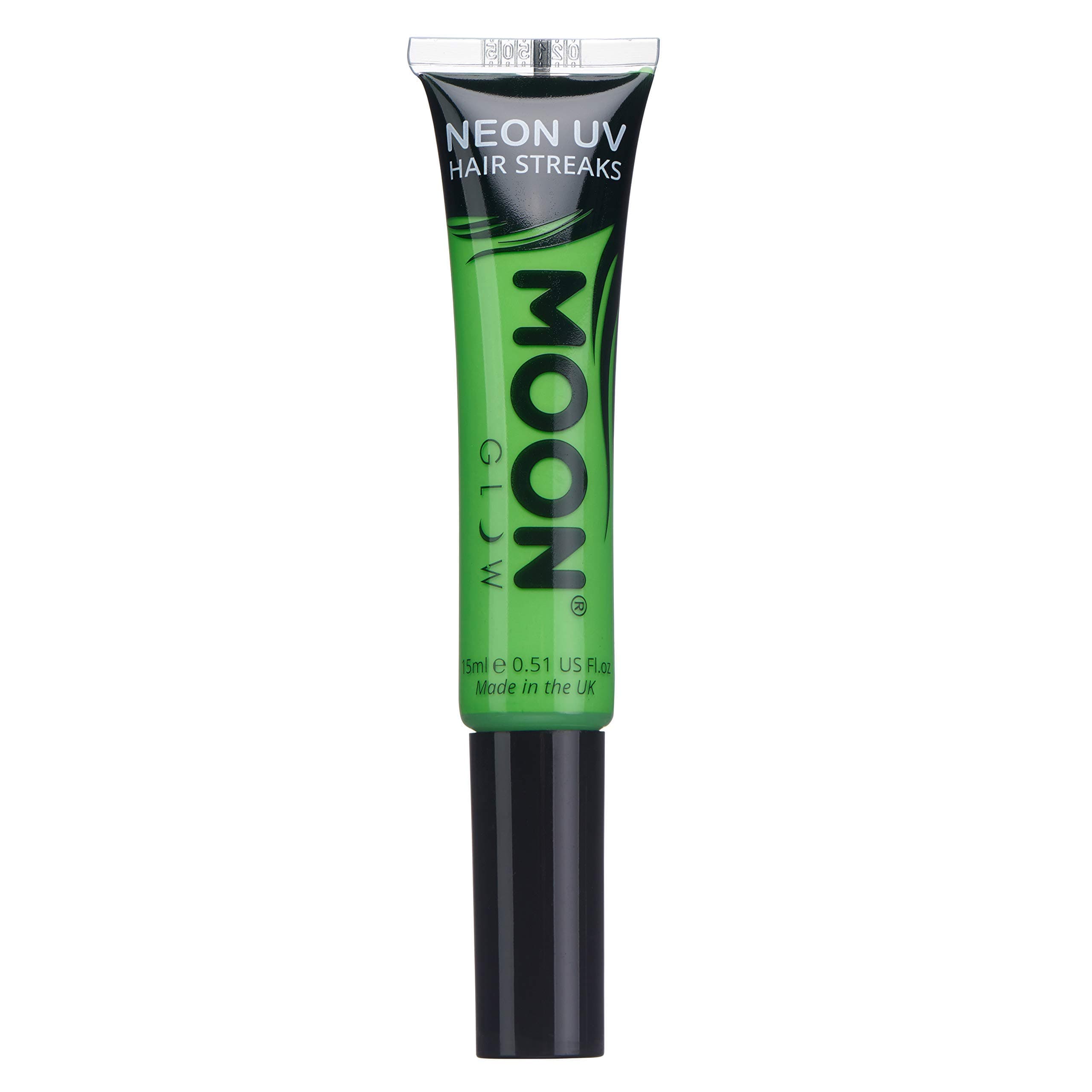 Moon Glow Neon UV Hair Colour Streaks | Green | Hair Mascara - Temporary Wash out Hair Dye | Bright Neon Colour, Glows under UV Lighting